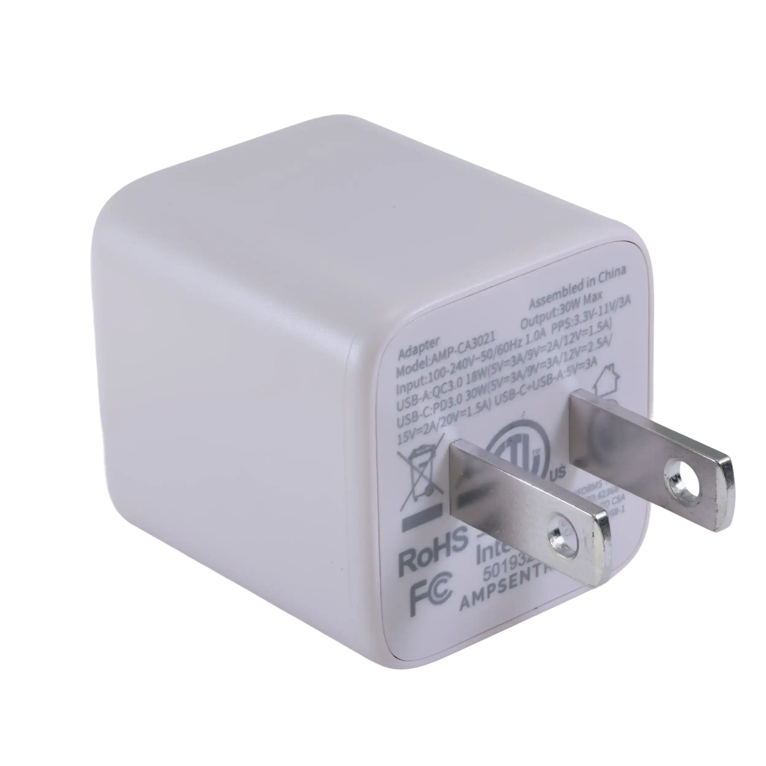 AmpSentrix Pro 30W 2-in-1 USB-C / USB-A GaN Wall Adapter (Desert Titanium)
