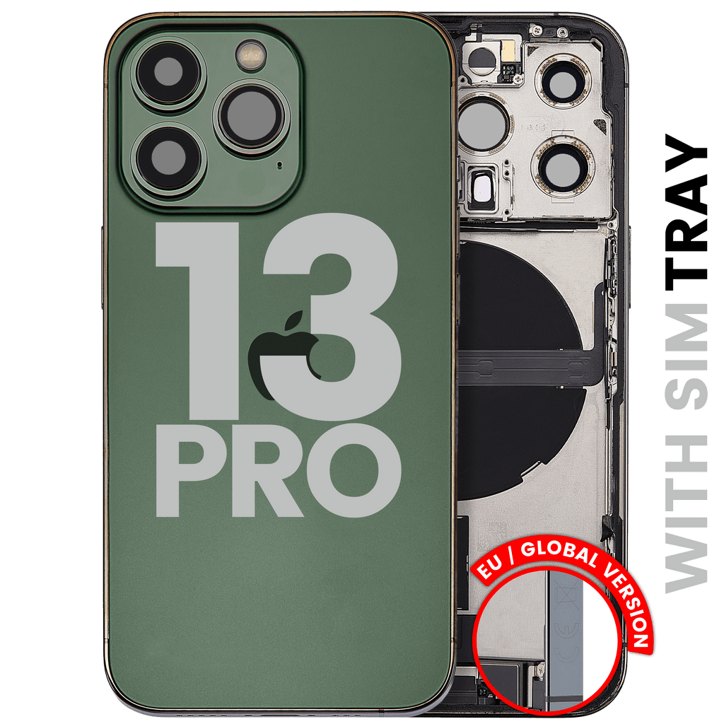 Backcover/Rahmen mit Ladebuchse Flex & Small Parts für iPhone 13 Pro (EU / Global Version) (gebrauchter OEM-Ausbau, Qualität A) (Alpine Grün)