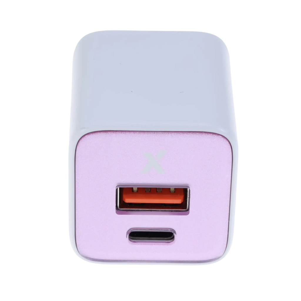 AmpSentrix Pro 30W 2-in-1 USB-C / USB-A GaN Wall Adapter (Pink)