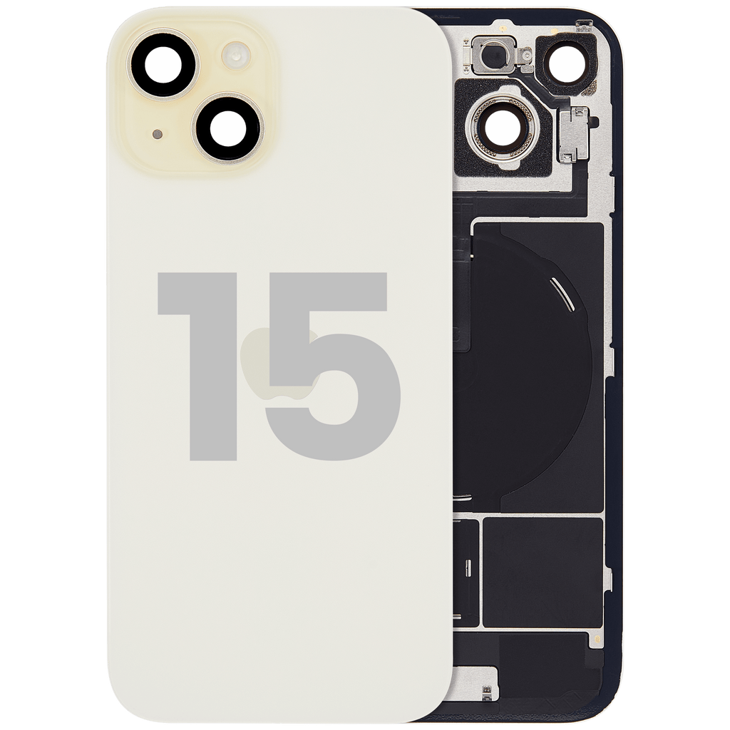 Backcover mit MagSafe Magnet & NFC & Blitz-Flexkabel für iPhone 15 (gebrauchter OEM-Ausbau, Qualität C) (Gelb)