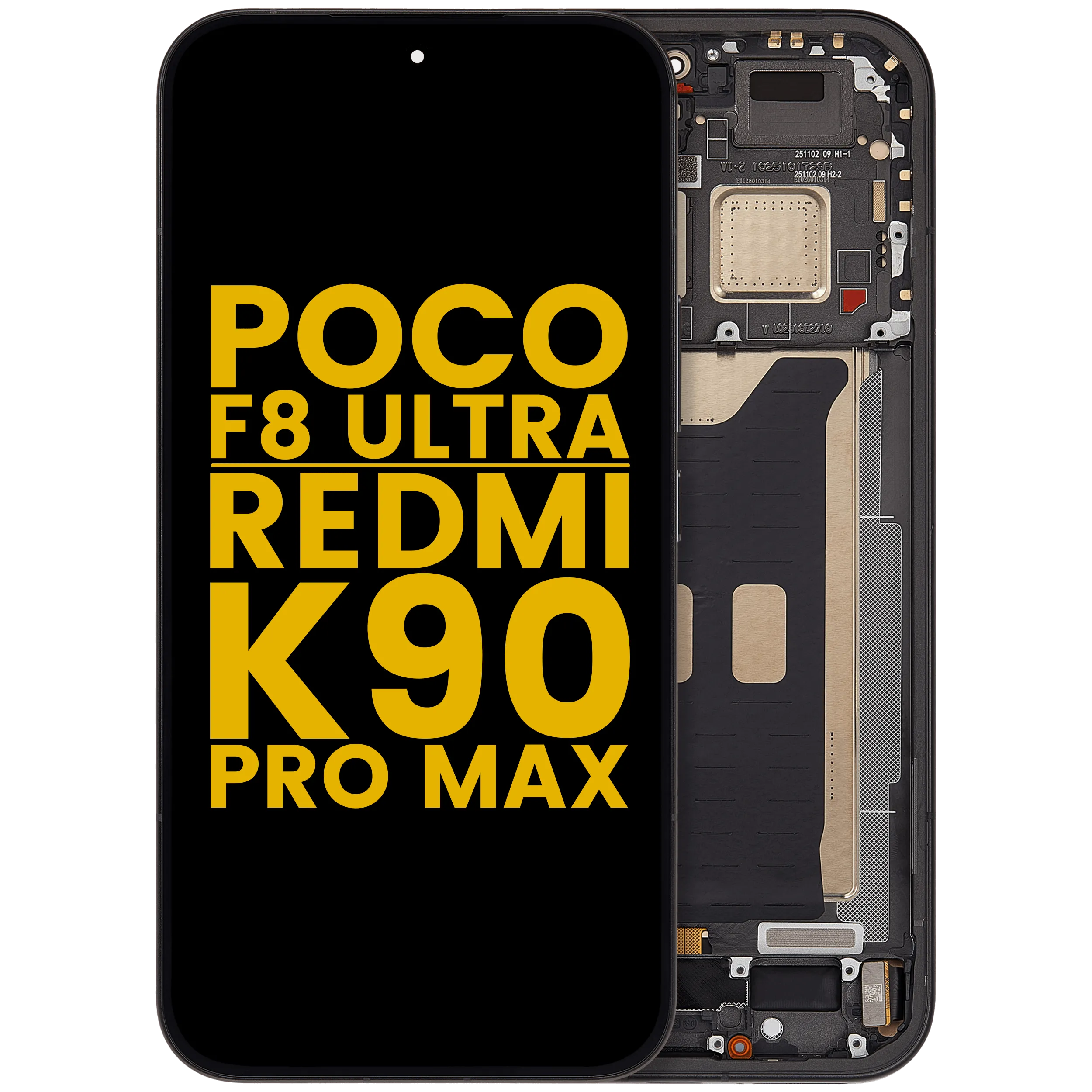 OLED-Display mit Rahmen für Xiaomi Poco F8 UItra / Redmi K90 Pro Max (Refurbished) (Schwarz)