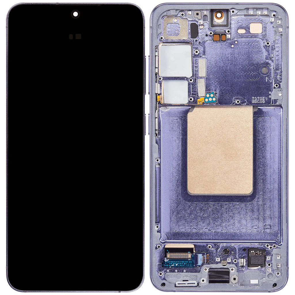 OLED-Display mit Rahmen für Samsung Galaxy S24 5G (US & Internationale Version) (gebrauchter OEM-Ausbau, Qualität B/C) (Cobalt Violet)