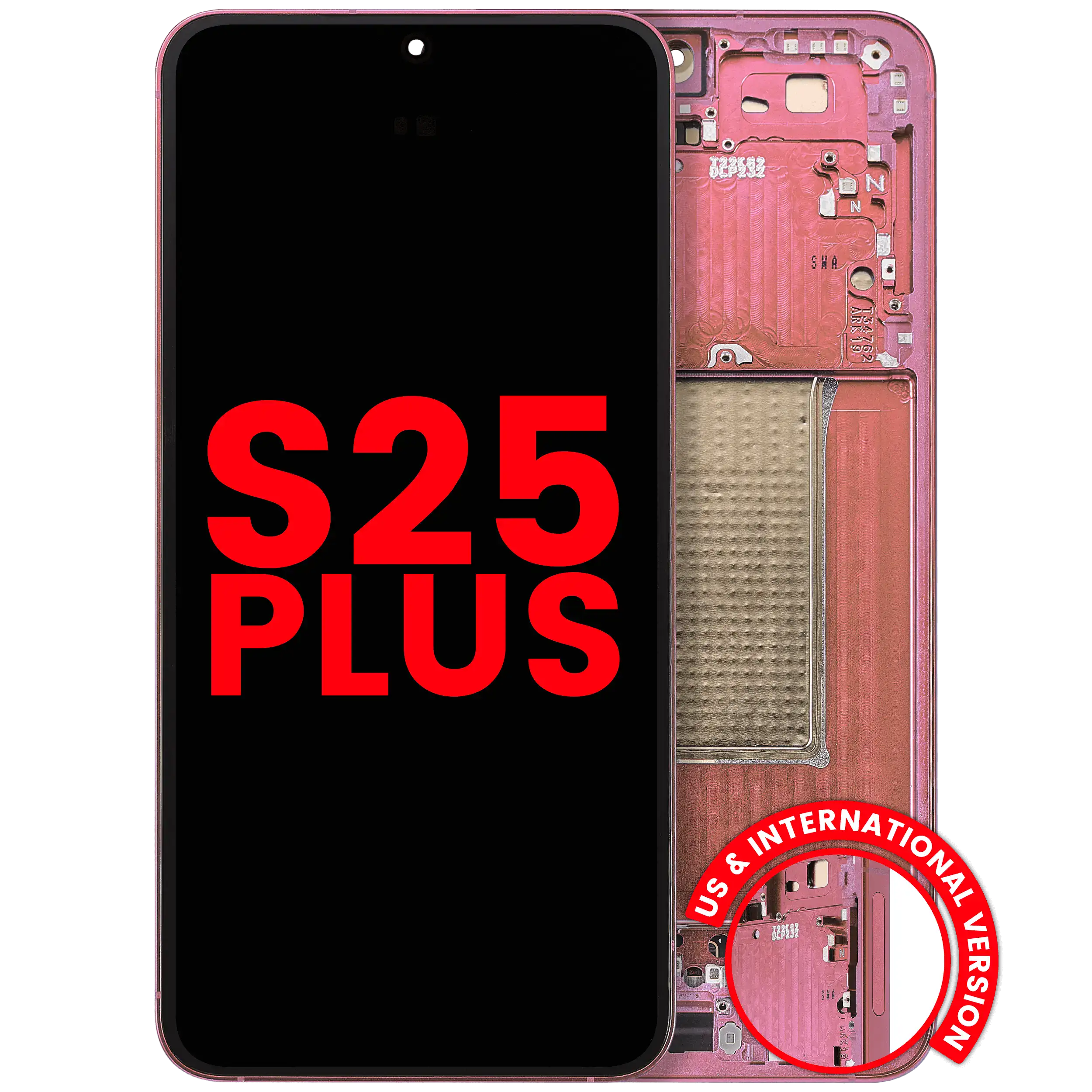 OLED-Display mit Rahmen für Samsung Galaxy S25 Plus 5G (US & Internationale Version) (Aftermarket Plus) (Coral Rot)