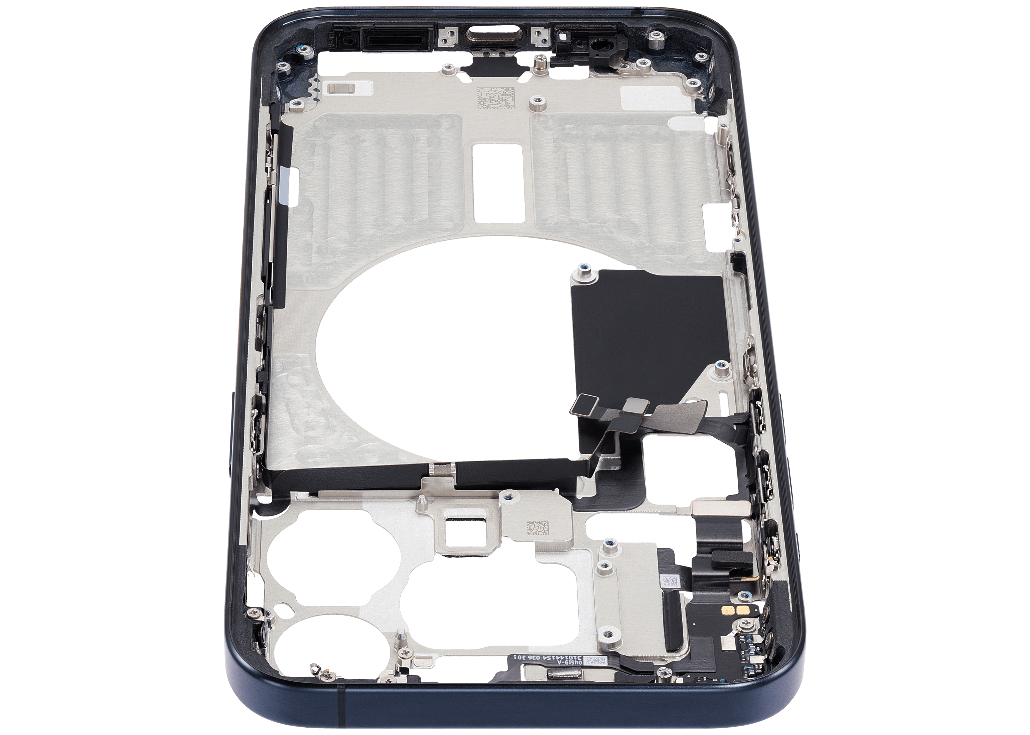 Midframe/Rahmen mit Small Parts für iPhone 15 Pro Max (EU / Global Version) (gebrauchter OEM-Ausbau, Qualität A) (Blau Titanium)