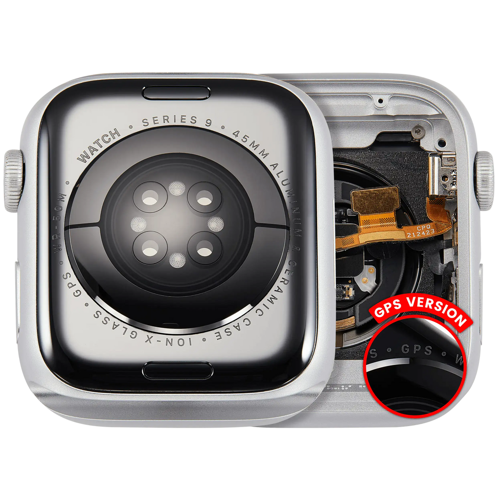 Backcover/Rahmen Compatible für Watch Series 9 (45MM) (gebrauchter OEM-Ausbau, Qualität A) (GPS Version) (Aluminum / Silver)