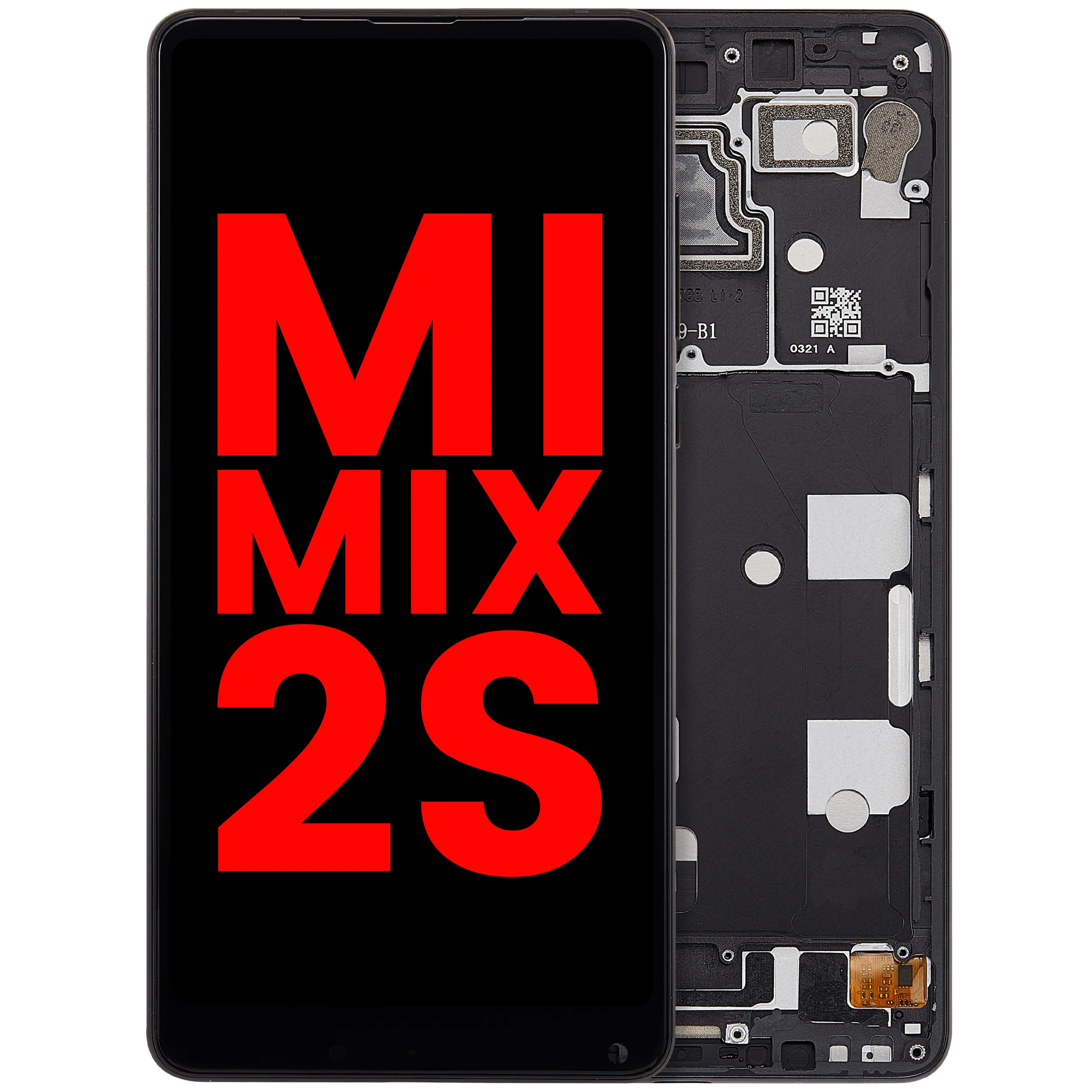 LCD-Display mit Rahmen für Xiaomi Mi Mix 2S (Aftermarket Plus) (Schwarz)