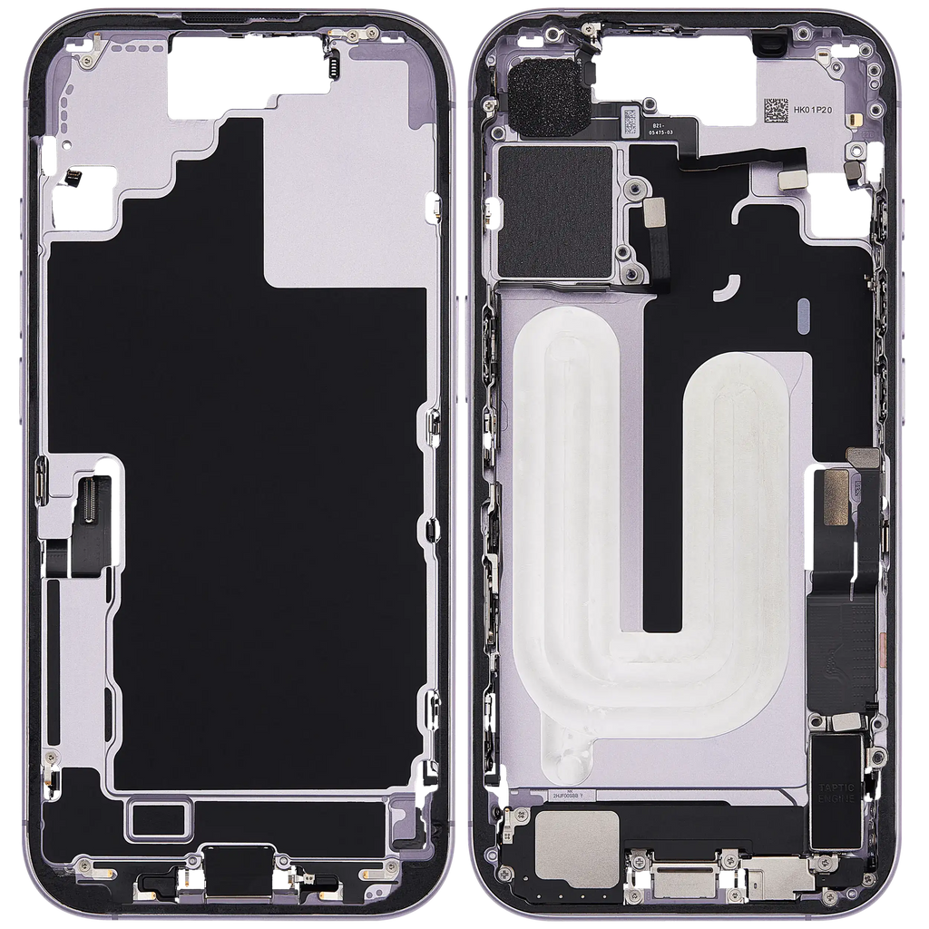 Midframe/Rahmen mit Ladebuchse Flex & Small Parts für iPhone 17 (EU / Global Version) (gebrauchter OEM-Ausbau, Qualität A) (Lavender)