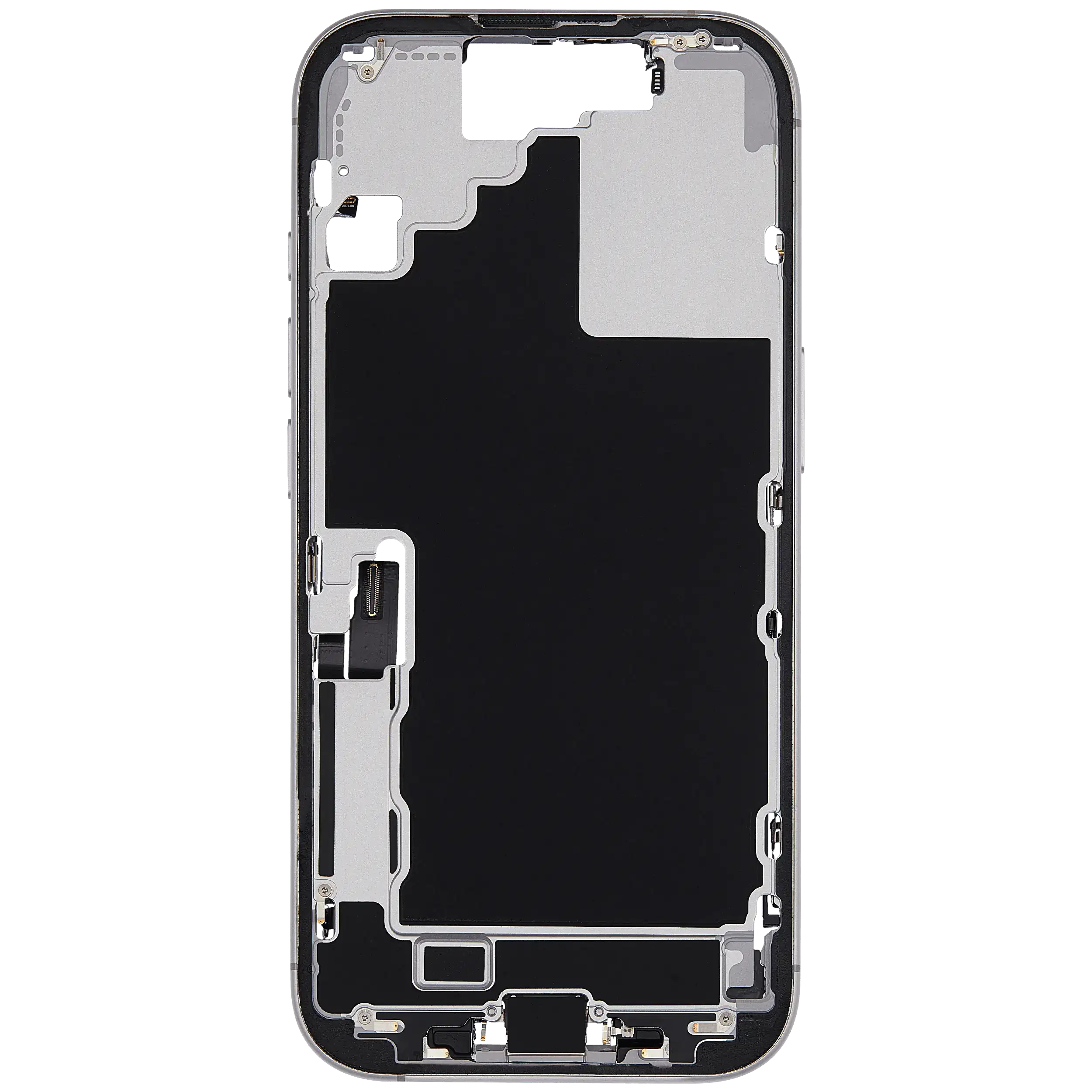 Midframe/Rahmen mit Ladebuchse Flex & Small Parts für iPhone 17 (EU / Global Version) (gebrauchter OEM-Ausbau, Qualität A) (Weiß)