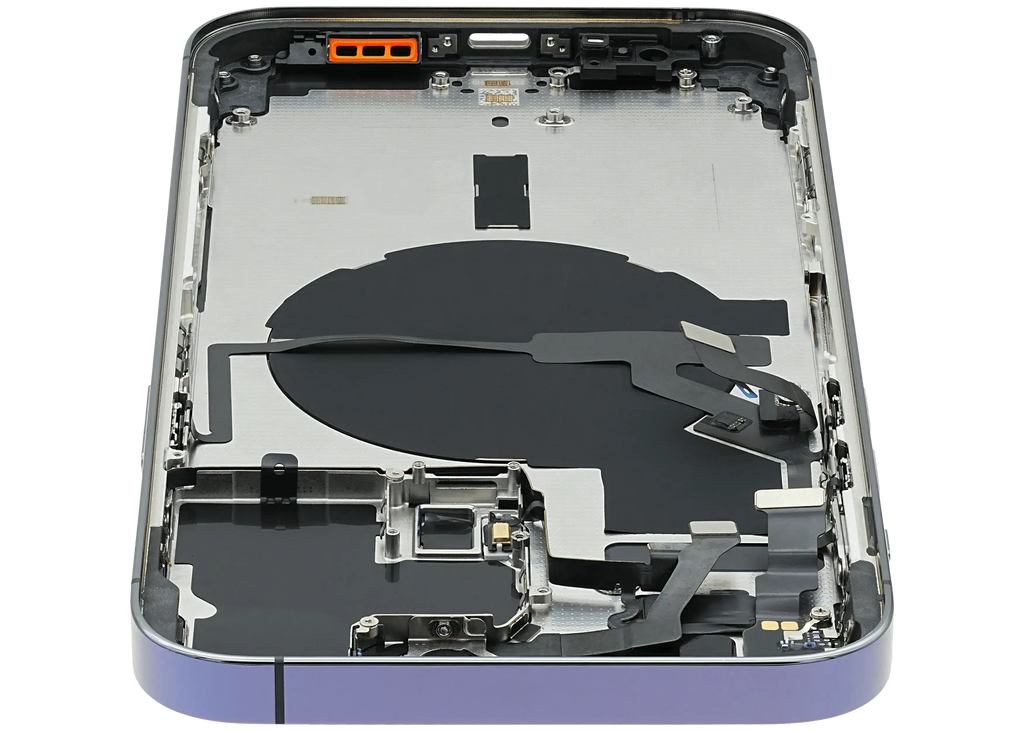 Backcover/Rahmen mit Small Parts für iPhone 14 Pro Max (EU / Global Version) (gebrauchter OEM-Ausbau, Qualität B) (Deep Purple)