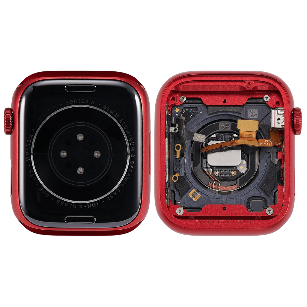 Backcover/Rahmen Compatible für Watch Series 9 (45MM) (gebrauchter OEM-Ausbau, Qualität A) (Cellular Version) (Aluminum / Red)