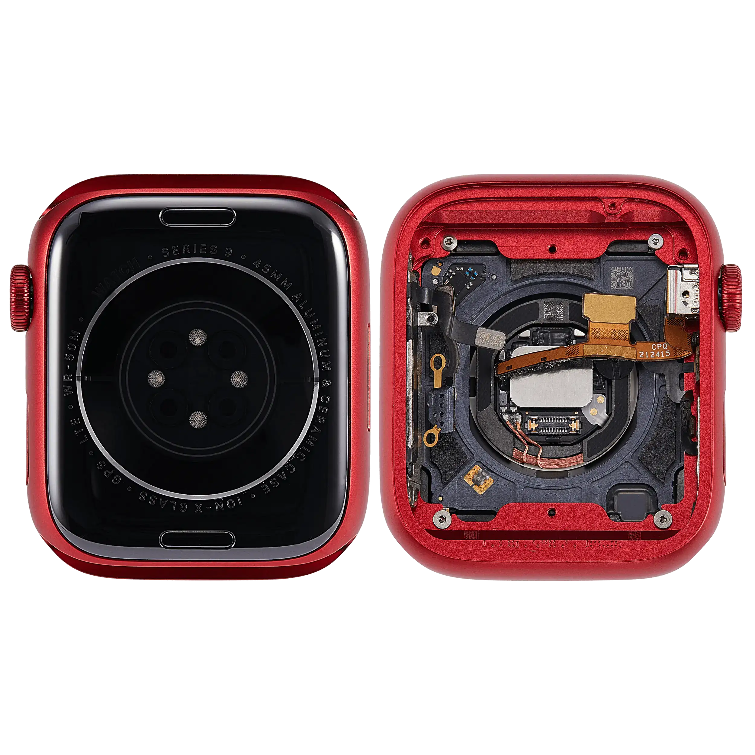 Backcover/Rahmen Compatible für Watch Series 9 (45MM) (gebrauchter OEM-Ausbau, Qualität A) (Cellular Version) (Aluminum / Red)
