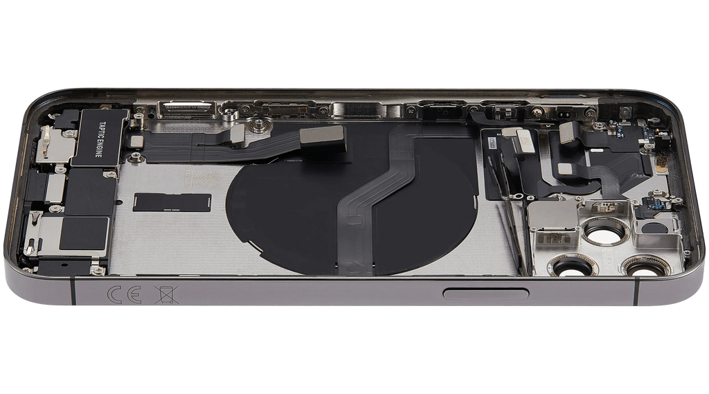Backcover/Rahmen mit Ladebuchse Flex & Small Parts für iPhone 12 Pro (EU / Global Version) (gebrauchter OEM-Ausbau, Qualität C) (Graphite)