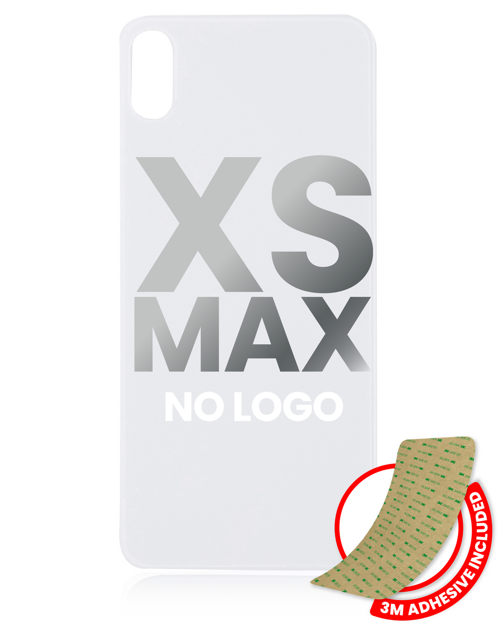 Backcover für iPhone XS Max, Silber, kein Logo, großes Kameraloch, 3M-Kleber