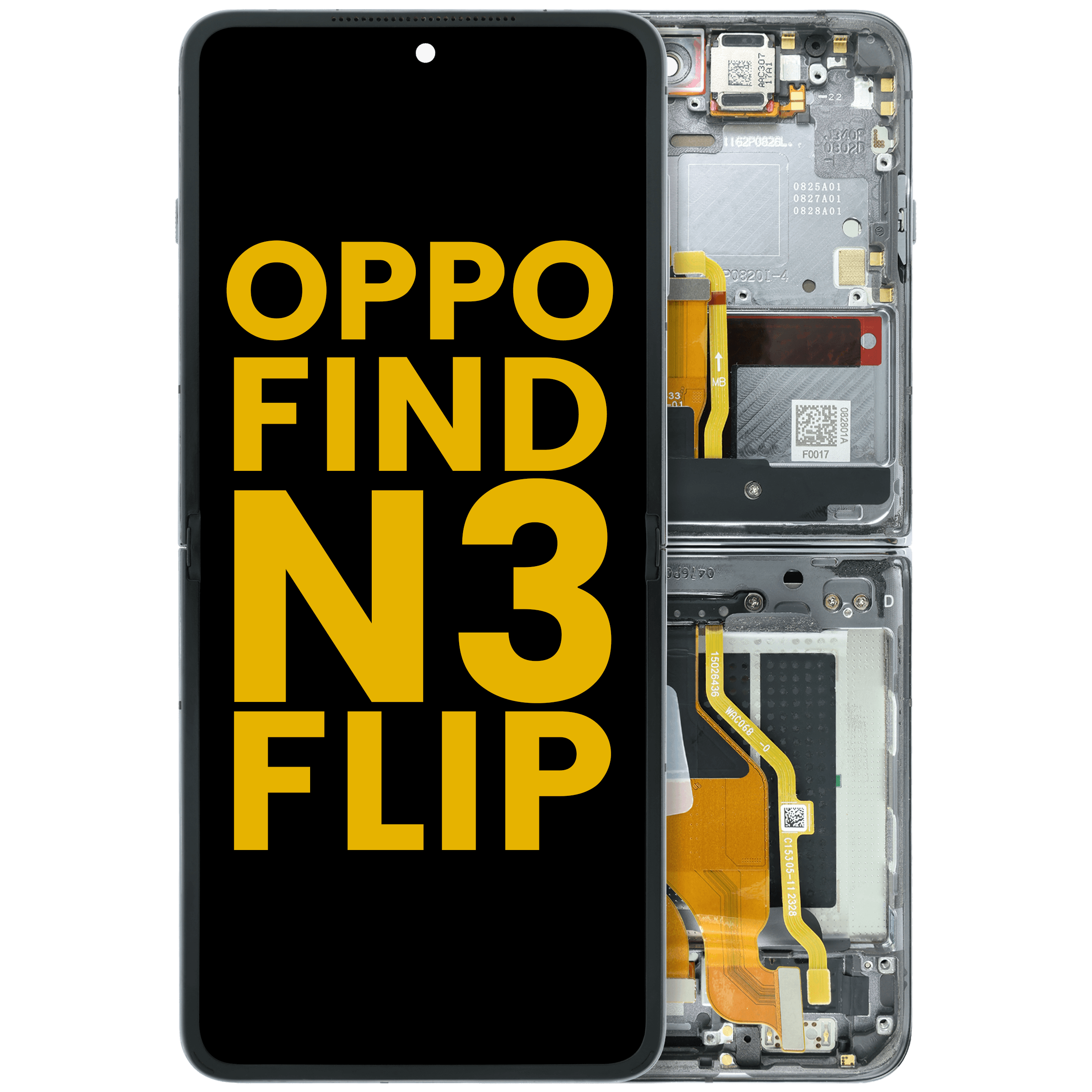 Innen OLED-Display mit Rahmen für Oppo Find N3 Flip (Refurbished) (Schwarz)