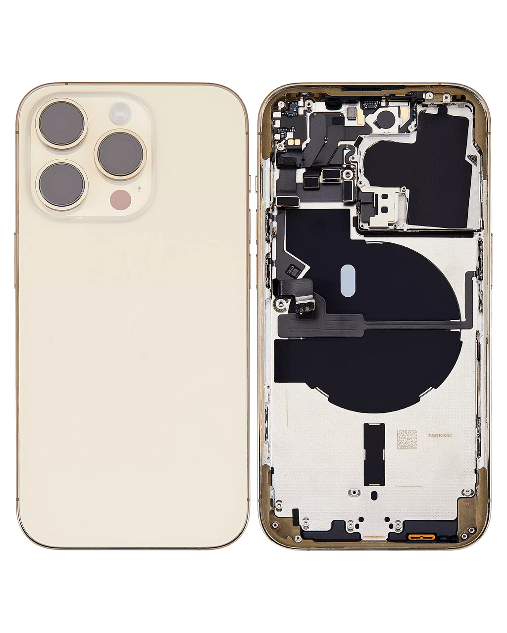 Backcover/Rahmen mit Small Parts für iPhone 14 Pro (EU / Global Version) (gebrauchter OEM-Ausbau, Qualität A) (Gold)