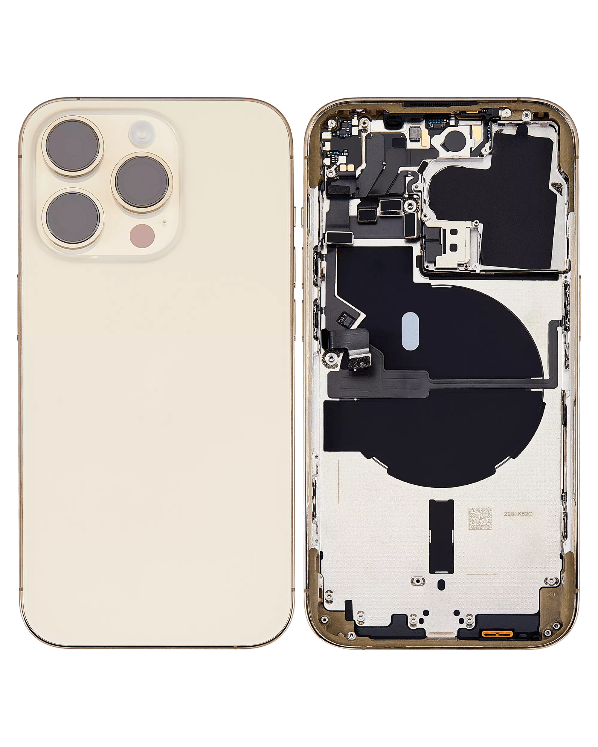 Backcover/Rahmen mit Small Parts für iPhone 14 Pro (EU / Global Version) (gebrauchter OEM-Ausbau, Qualität A) (Gold)