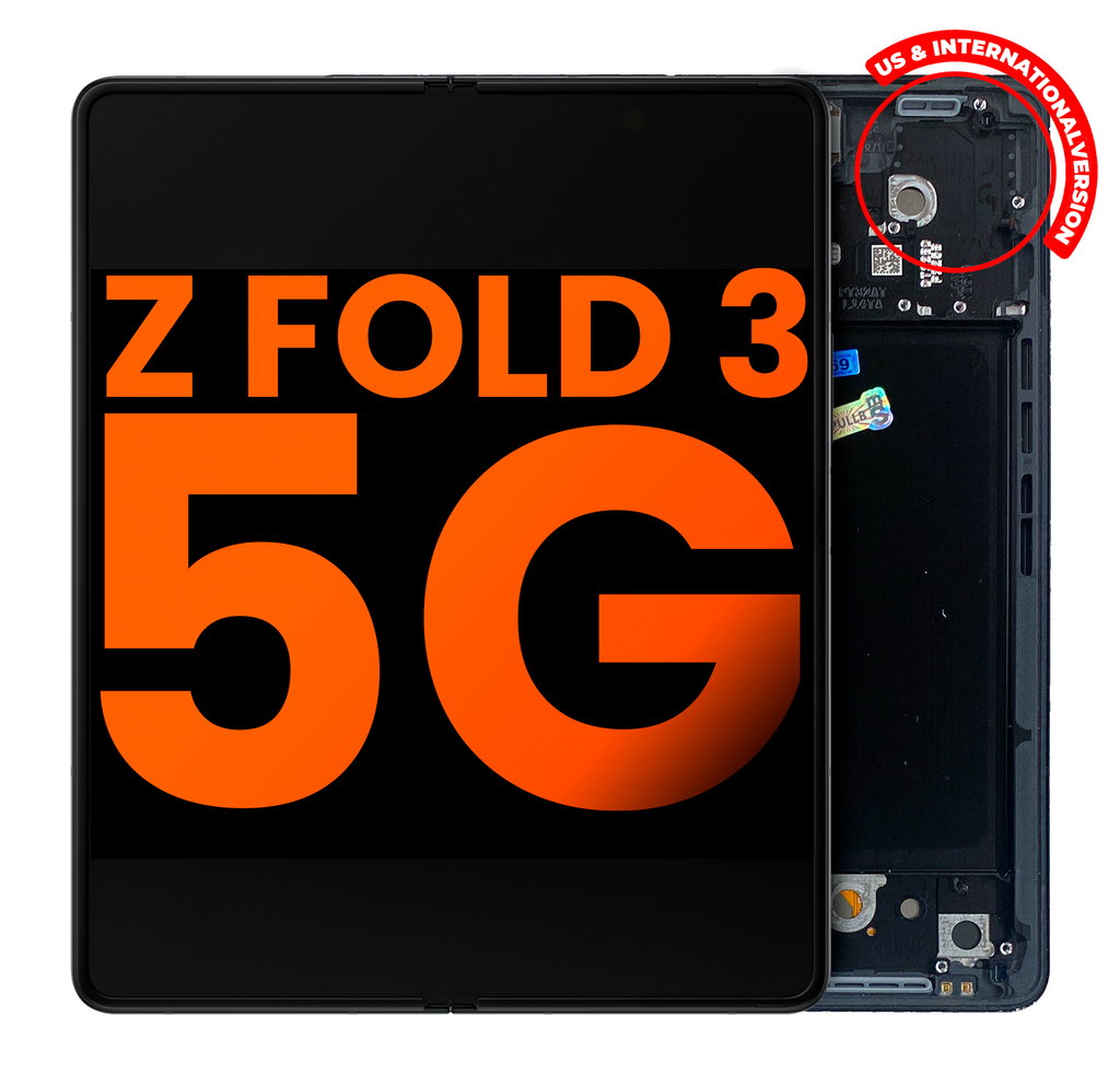 Inner OLED-Display mit Rahmen für Samsung Galaxy Z Fold 3 5G (US & International) (Blemish: Qualität B) (Phantom Black)