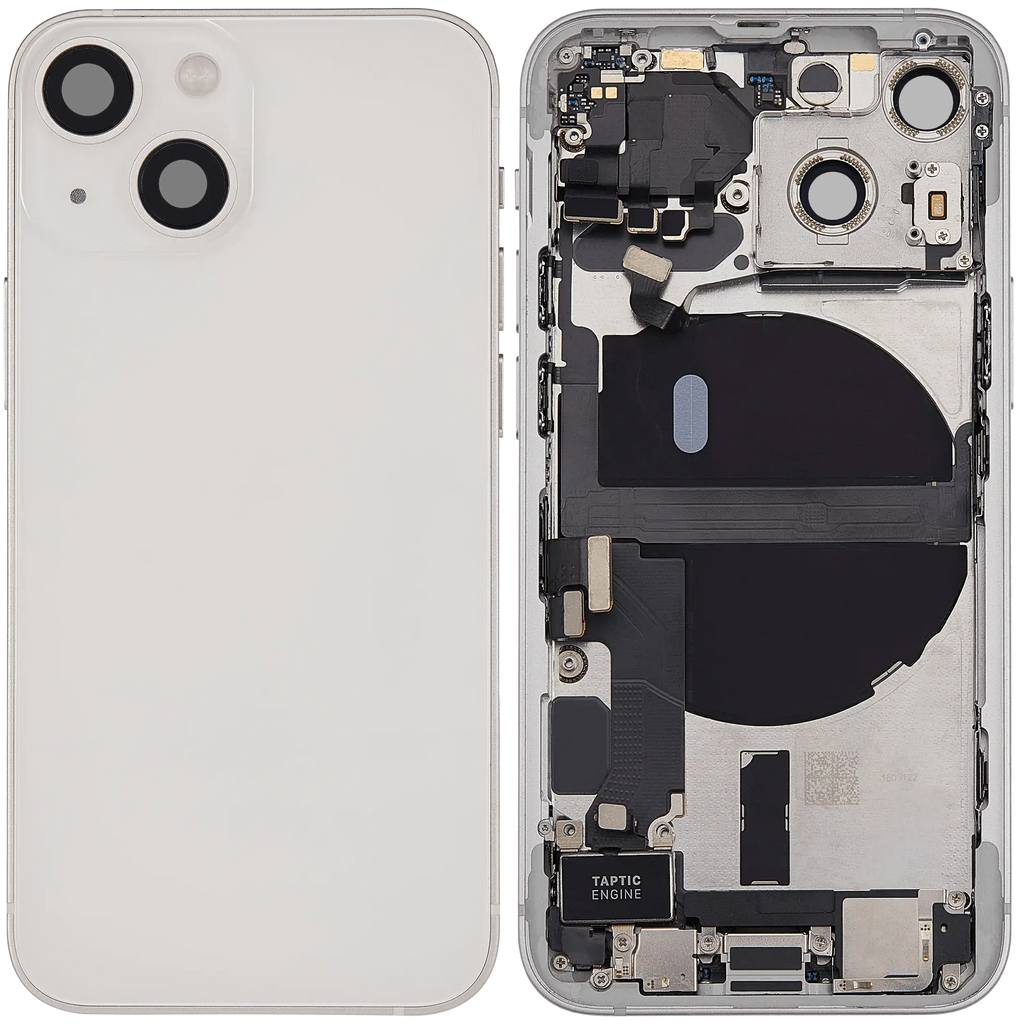Backcover/Rahmen mit Ladebuchse Flex & Small Parts für iPhone 13 Mini (EU / Global Version) (gebrauchter OEM-Ausbau, Qualität B) (Starlight)