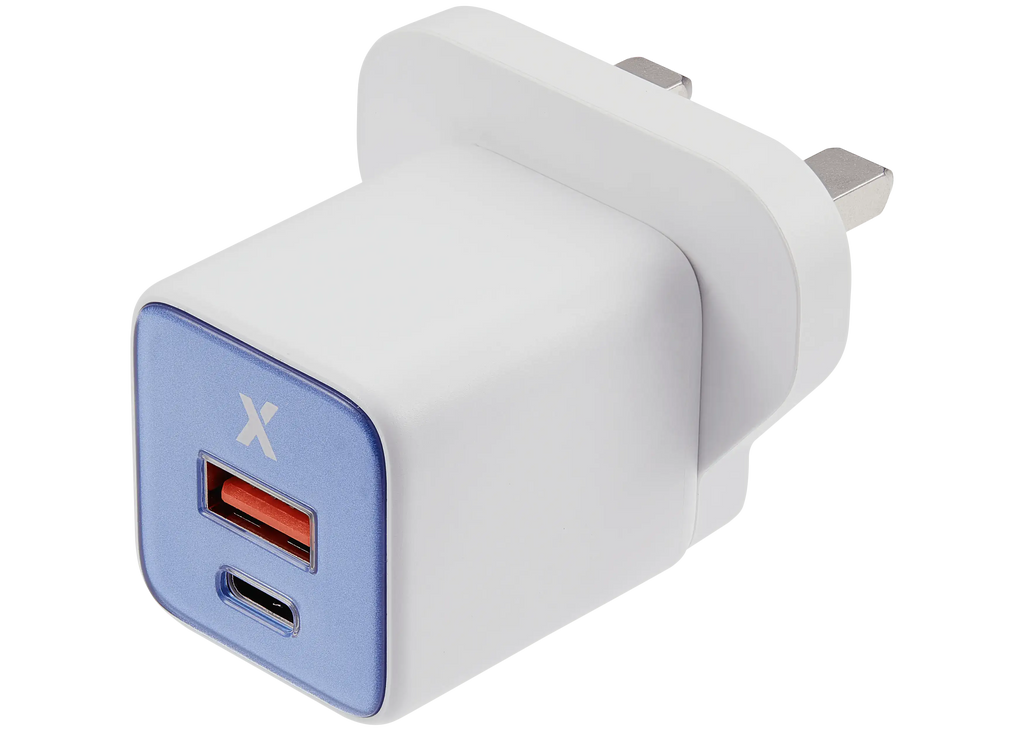 AmpSentrix 30W 2-in-1 USB-C / USB-A Wall Adapter (220V / UK Plug) (Ultramarine)