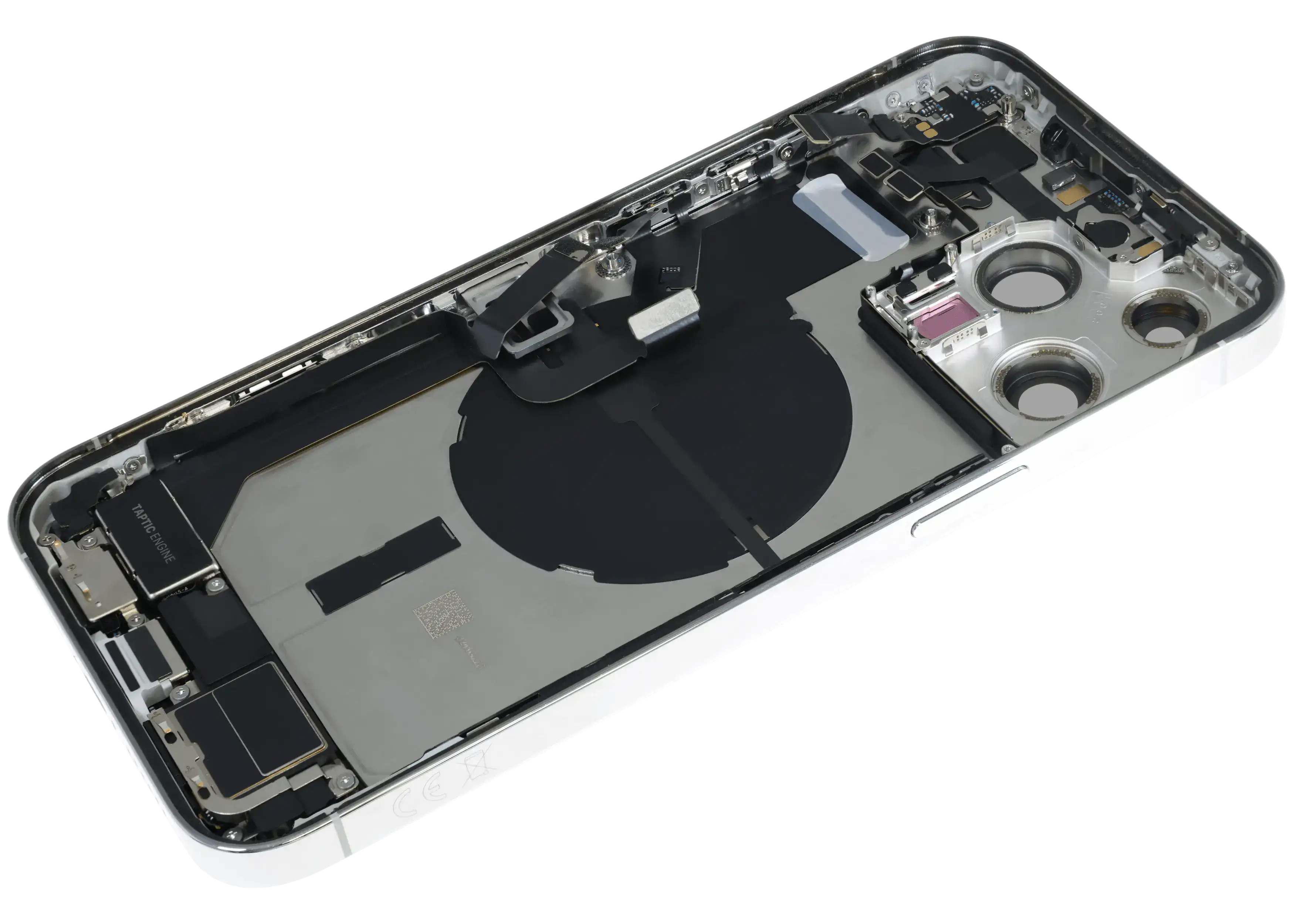 Backcover/Rahmen mit Ladebuchse Flex & Small Parts für iPhone 14 Pro Max (EU / Global Version) (gebrauchter OEM-Ausbau, Qualität A) (Silber)