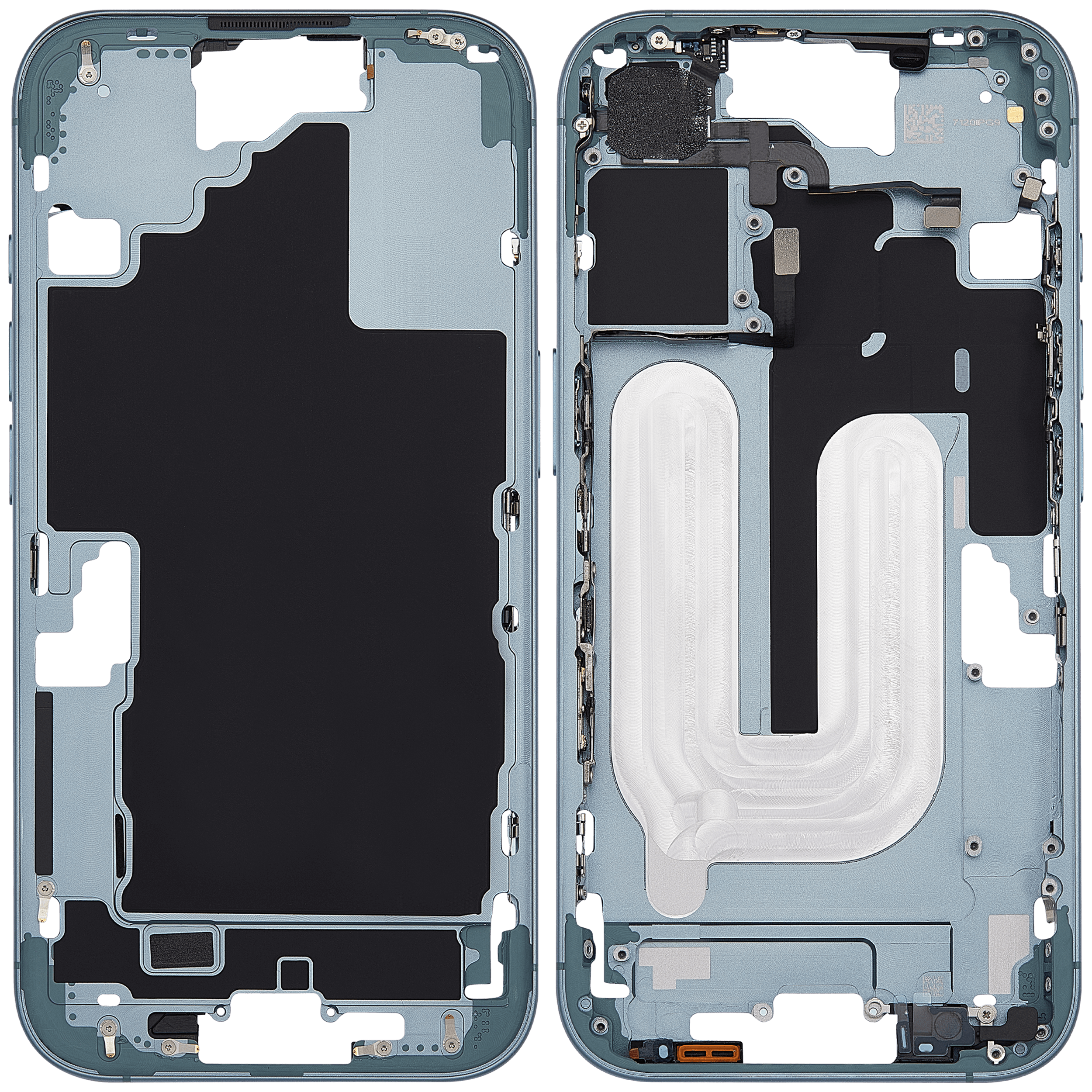 Midframe/Rahmen mit Power And Volume Button für iPhone 16 (EU / Global Version) (Aftermarket Plus) (Teal)