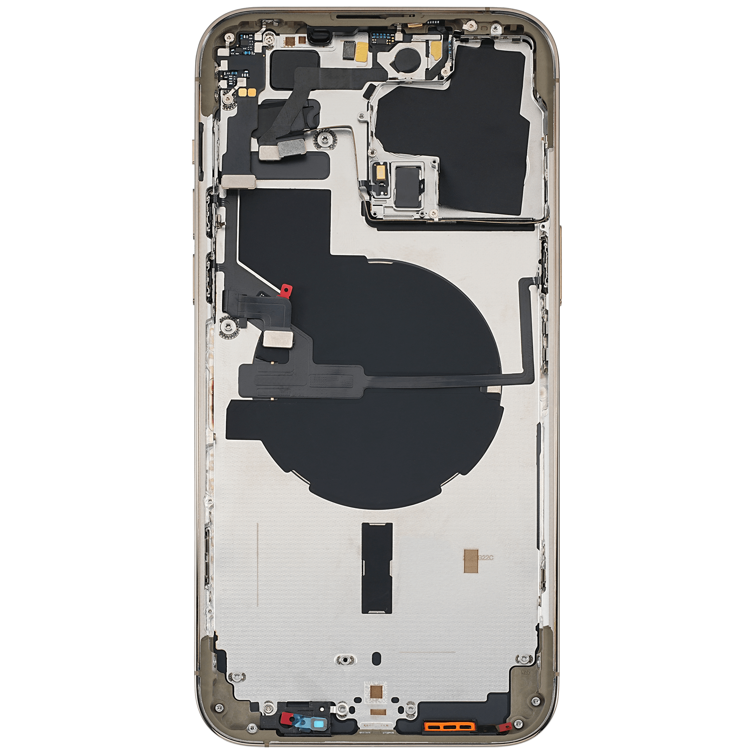 Backcover/Rahmen mit Small Parts für iPhone 14 Pro Max (EU / Global Version) (gebrauchter OEM-Ausbau, Qualität A) (Gold)