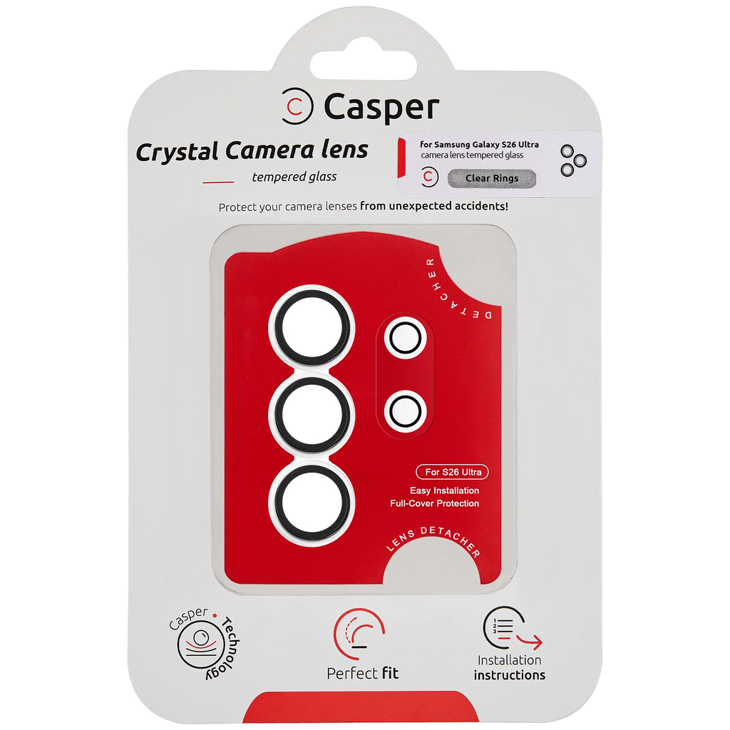 Casper Camera Lens Protector for Samsung Galaxy S26 Ultra (Clear Rings)