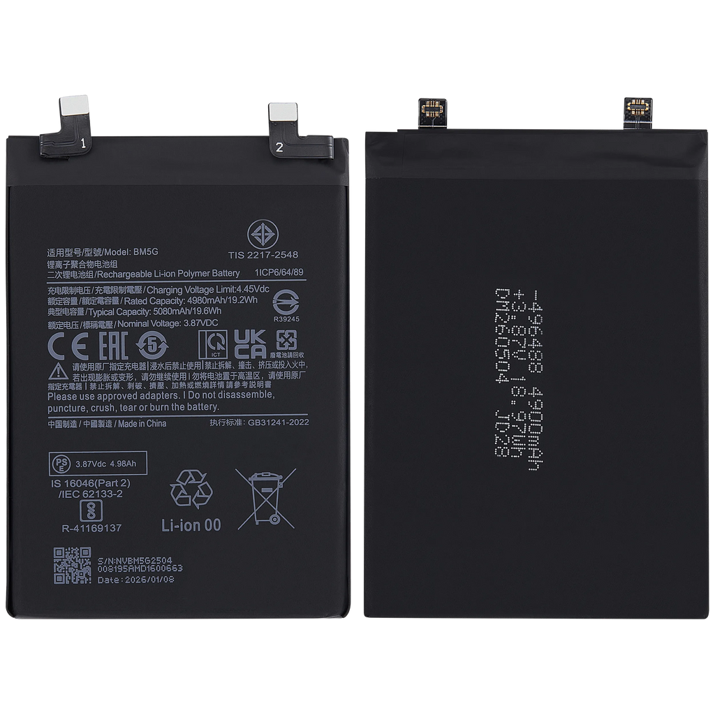 Replacement Akku für Xiaomi Poco X4 GT / Redmi Note 11T Pro / Redmi Note 12T Pro / Redmi K50i (BM5G)