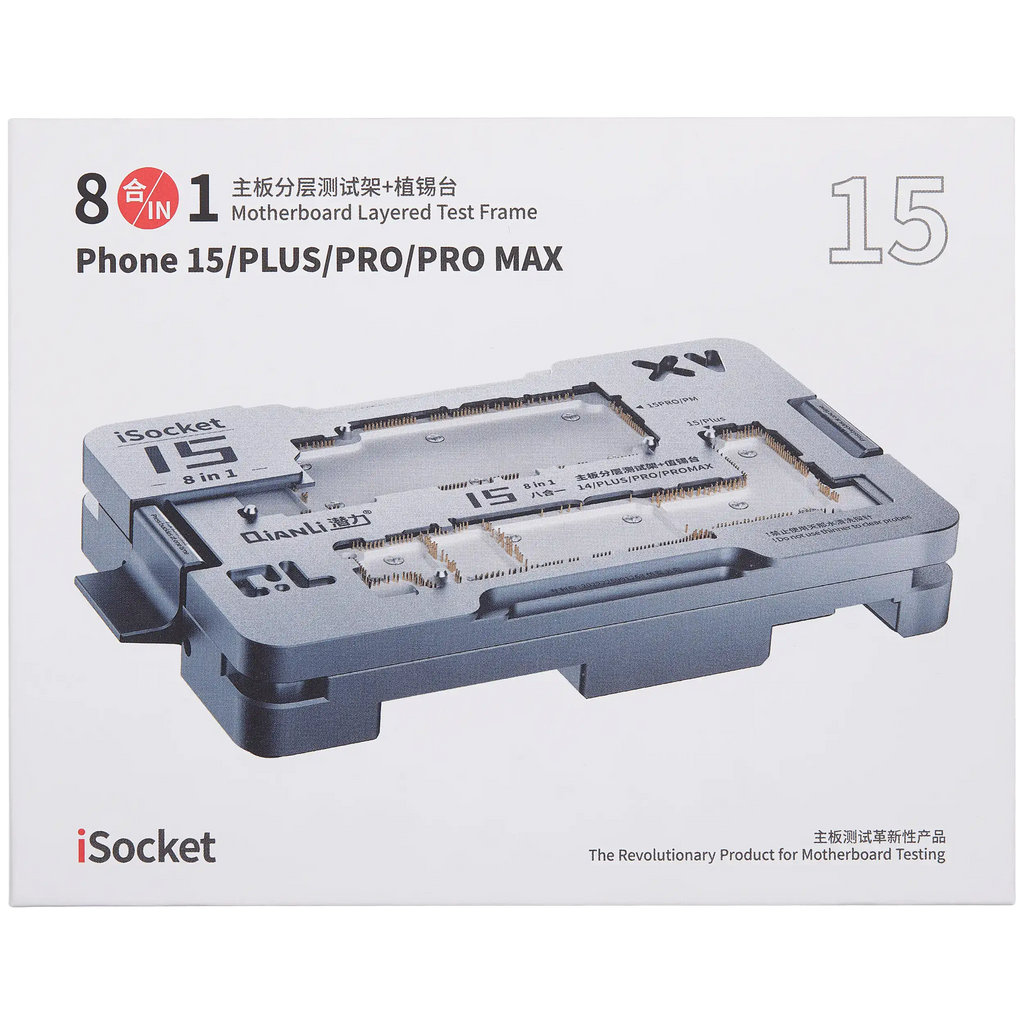 Qianli iSocket 8-in-1 Motherboard Testständer iPhone 15 Pro Max mit US Pin Board