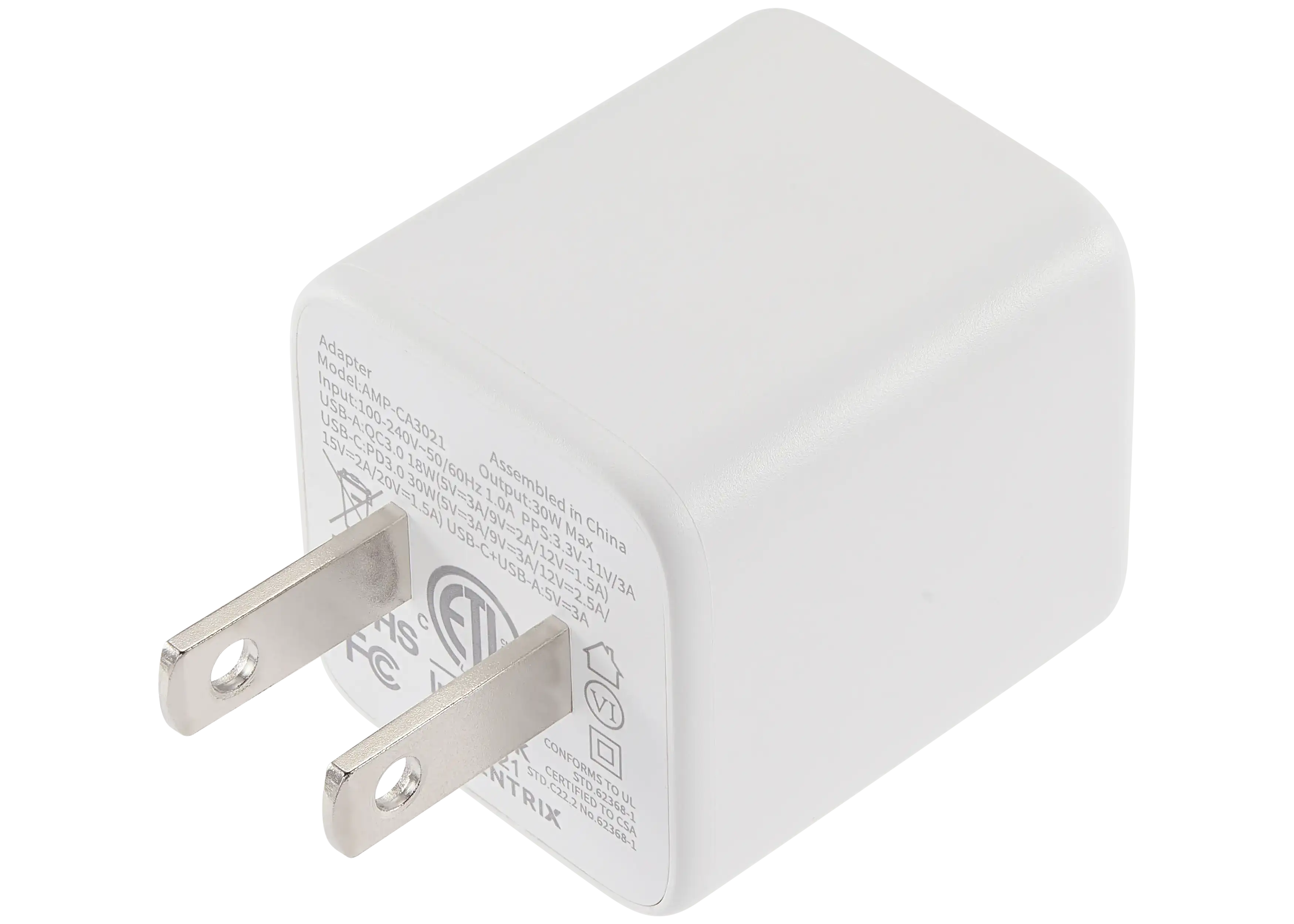 AmpSentrix Pro 30W 2-in-1 USB-C / USB-A GaN Wall Adapter (Ultramarine)