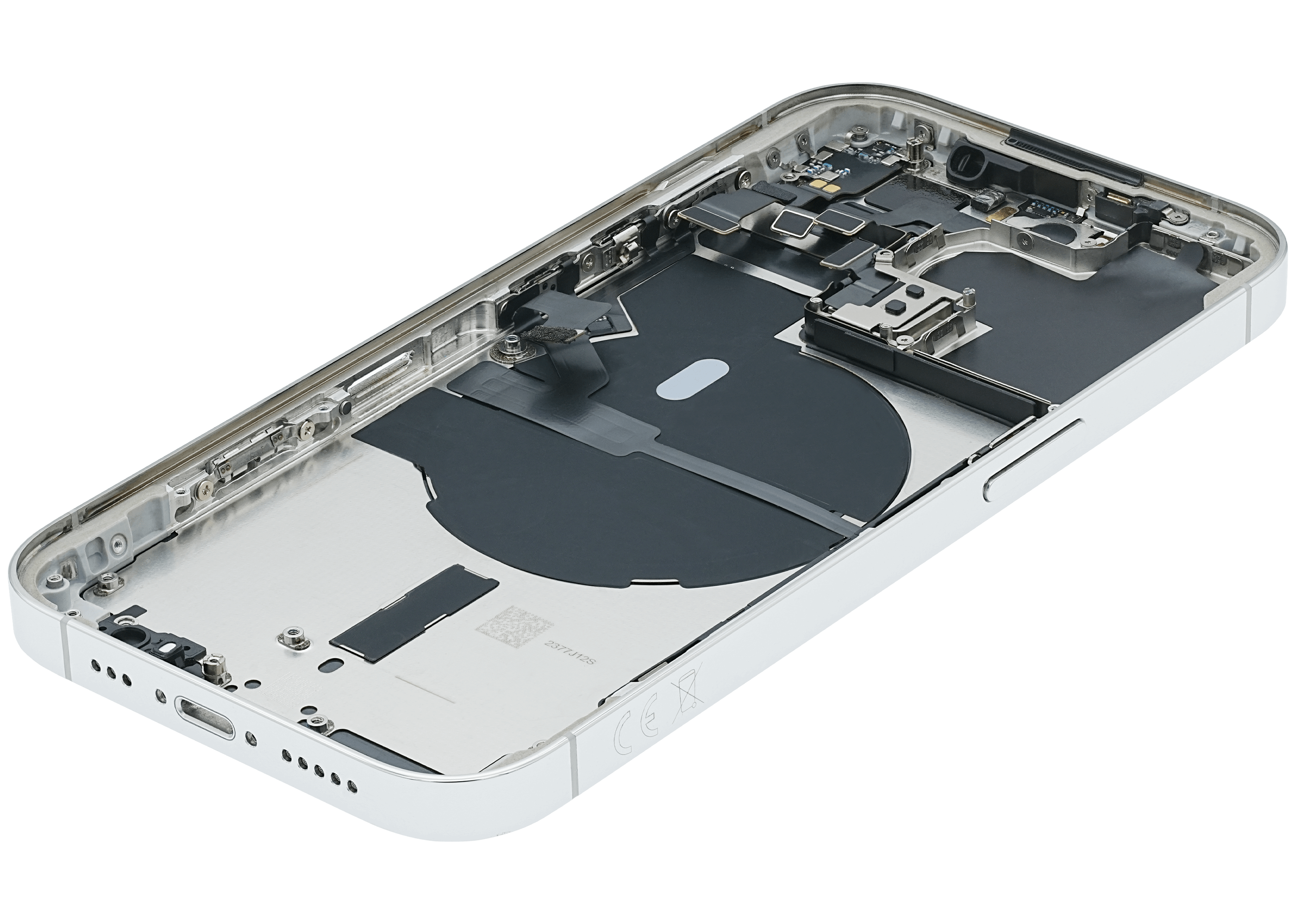 Backcover/Rahmen mit Small Parts für iPhone 14 Pro (EU / Global Version) (gebrauchter OEM-Ausbau, Qualität A) (Silber)