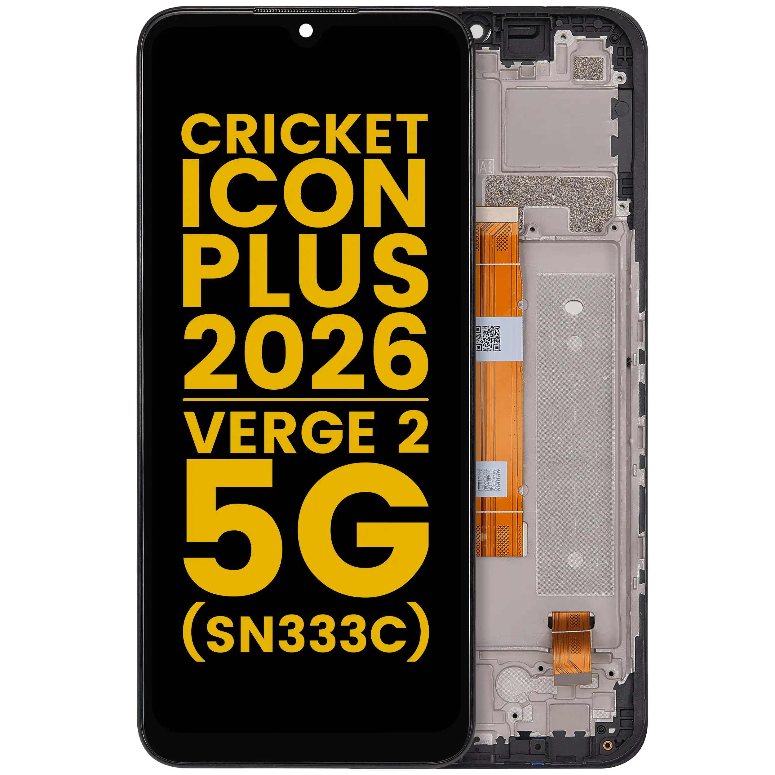 LCD-Display mit Rahmen für Cricket lcon Plus (2026) (SN333C) / AT&T Verge 2 5G (Refurbished) (Alle Farben)