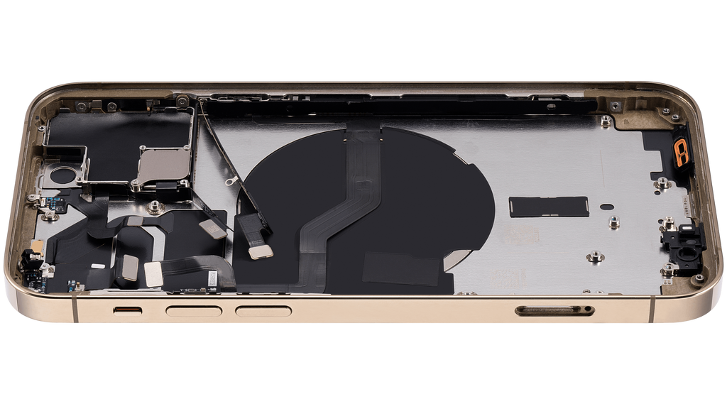 Backcover/Rahmen mit Small Parts für iPhone 12 Pro (EU / Global Version) (gebrauchter OEM-Ausbau, Qualität C) (Gold)