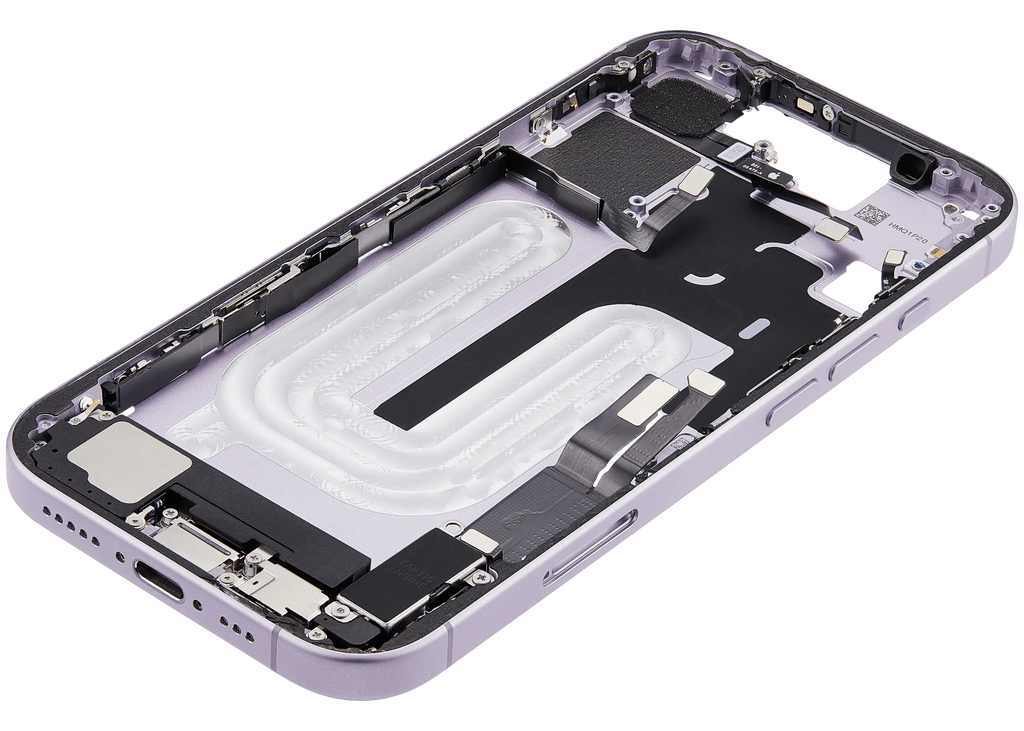 Midframe/Rahmen mit Ladebuchse Flex & Small Parts für iPhone 17 (EU / Global Version) (gebrauchter OEM-Ausbau, Qualität A) (Lavender)