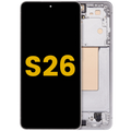 OLED-Display mit Rahmen für Samsung Galaxy S26 5G (US & International) (Refurbished) (Weiß)