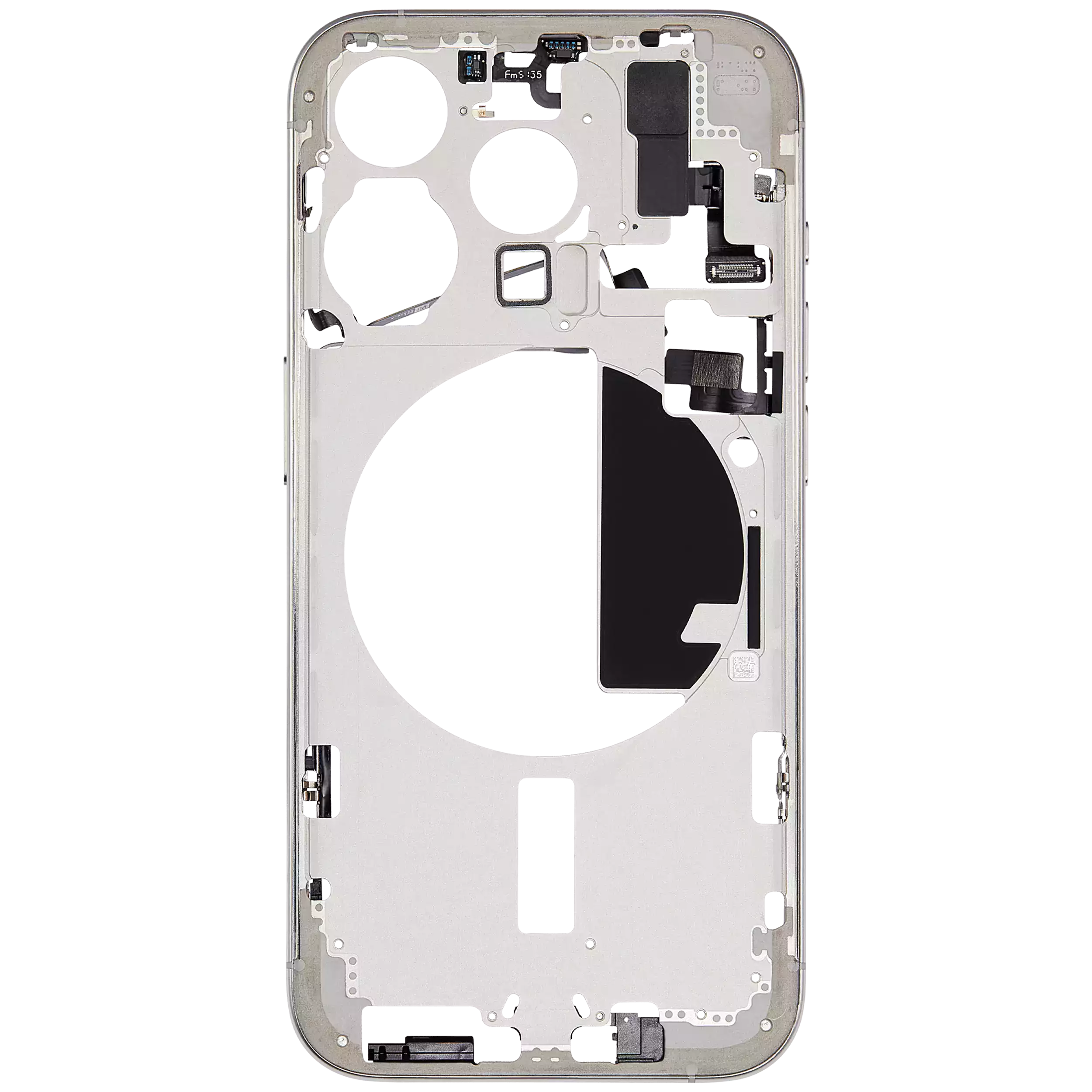 Midframe/Rahmen mit Small Parts für iPhone 15 Pro (EU / Global Version) (Aftermarket Plus) (Weiß Titanium)