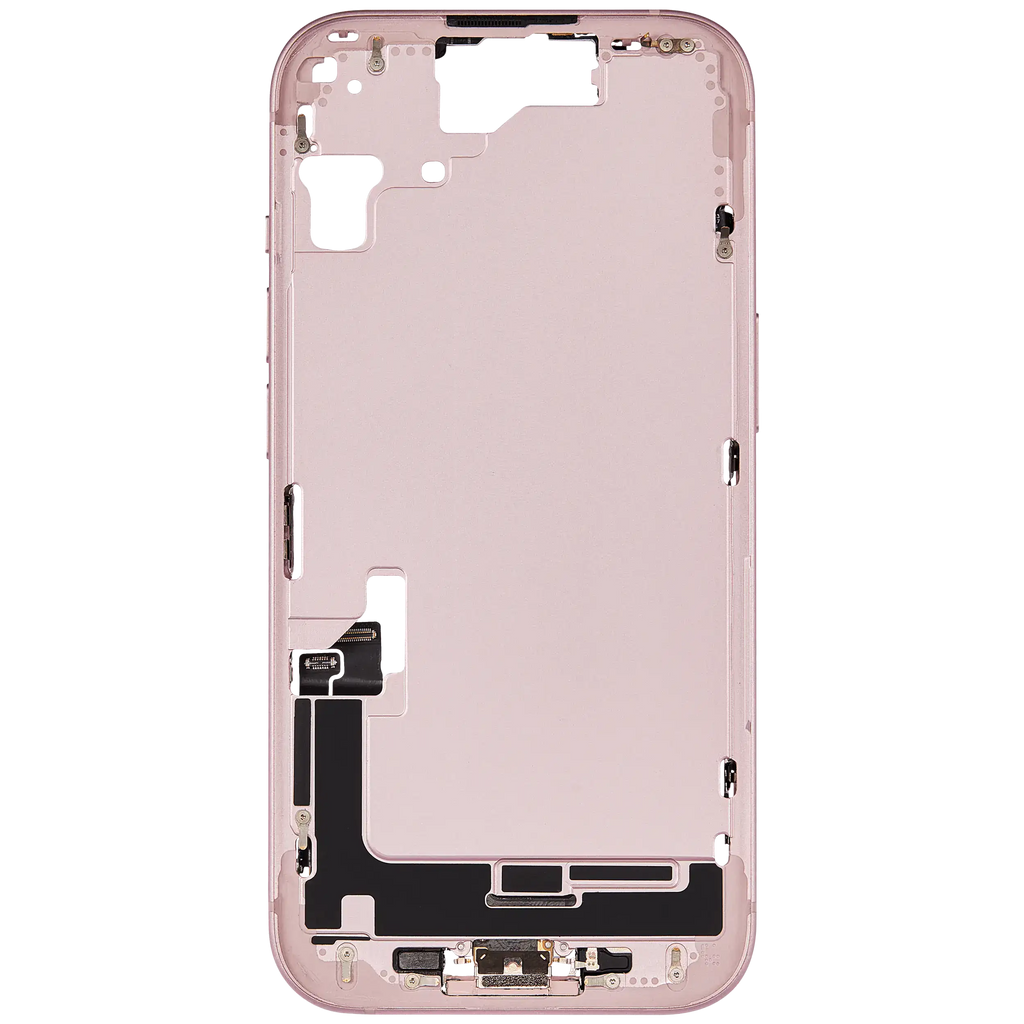 Midframe/Rahmen mit Ladebuchse Flex & Small Parts für iPhone 15 (EU / Global Version) (gebrauchter OEM-Ausbau, Qualität C) (Pink)