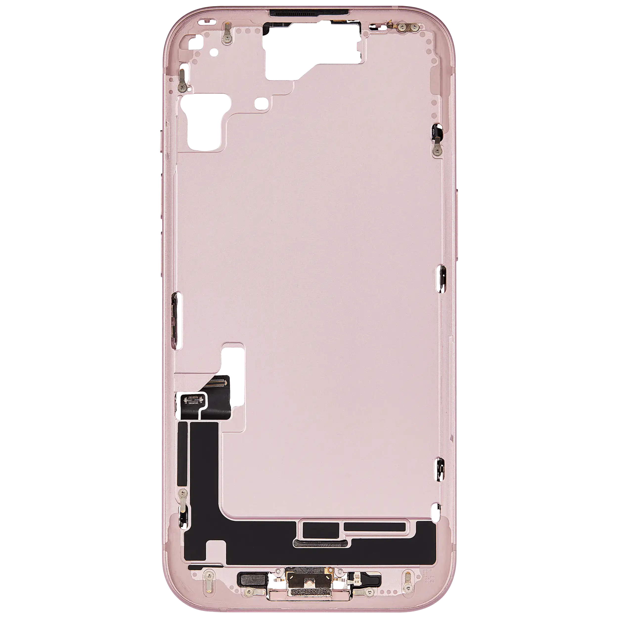 Midframe/Rahmen mit Ladebuchse Flex & Small Parts für iPhone 15 (EU / Global Version) (gebrauchter OEM-Ausbau, Qualität C) (Pink)