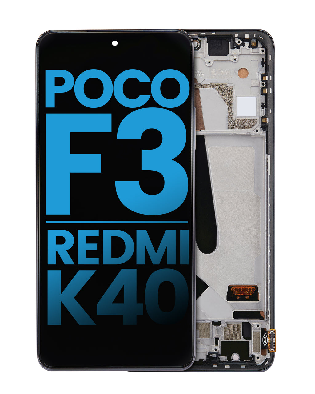 LCD-Display mit Rahmen für Xiaomi Poco F3/Redmi K40/Pro - Night Black (Incell)