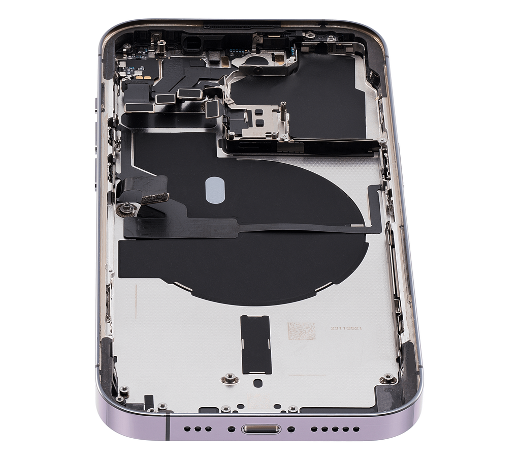 Backcover/Rahmen mit Small Parts für iPhone 14 Pro (EU / Global Version) (gebrauchter OEM-Ausbau, Qualität A) (Deep Purple)