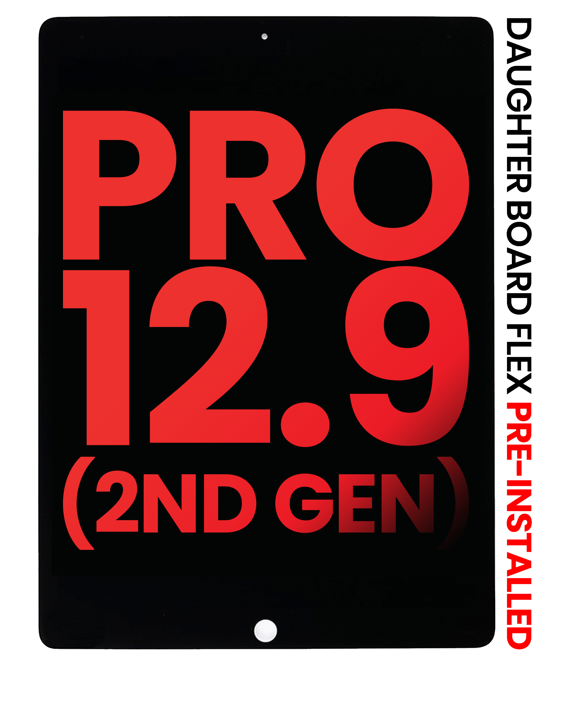 LCD Display with Digitizer and Pre-Assembled Daughterboard Flex Cable for iPad Pro 12.9" 2nd Gen (2017) (Aftermarket Plus) (Black)