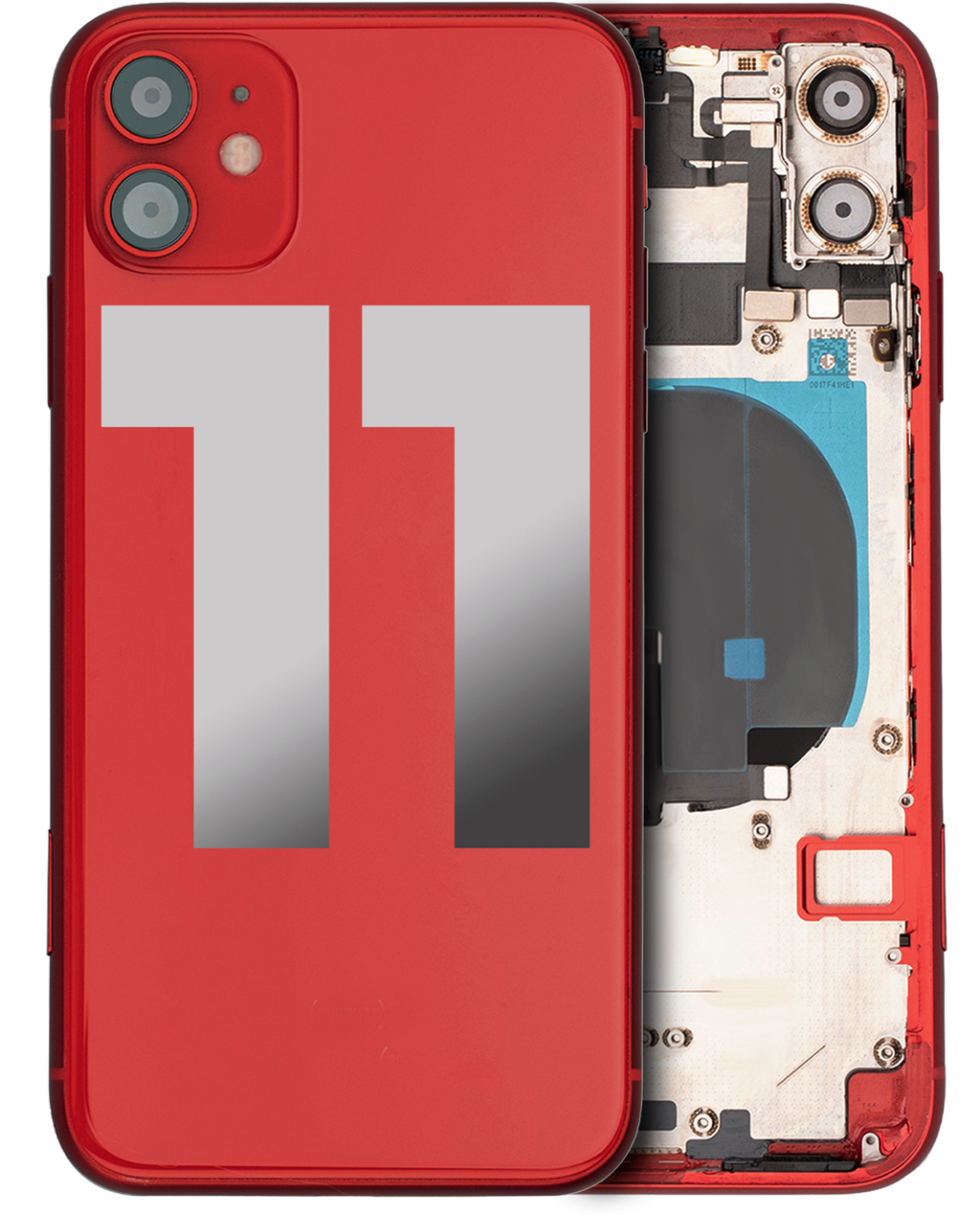 Backcover/Rahmen mit Small Components Pre-Installed für iPhone 11 (gebrauchter OEM-Ausbau, Qualität A) (Rot)