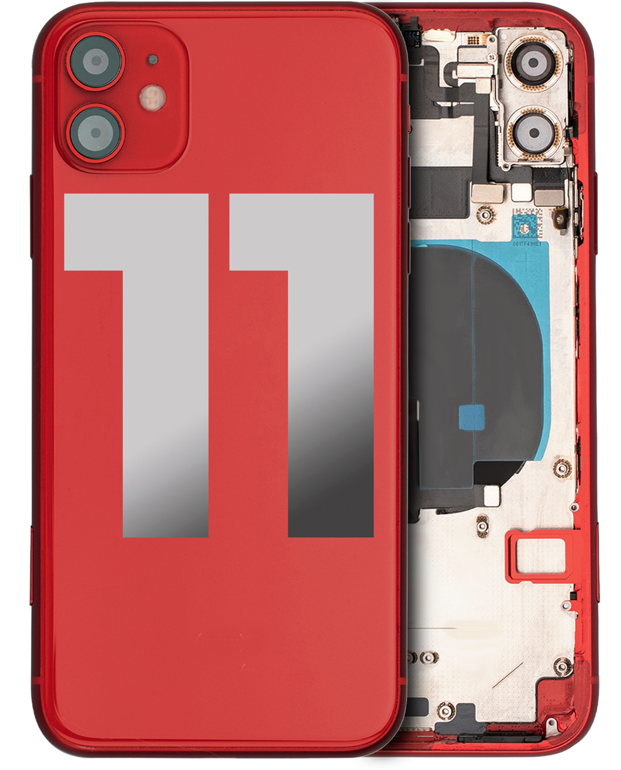 Backcover/Rahmen mit Small Components Pre-Installed für iPhone 11 (gebrauchter OEM-Ausbau, Qualität A) (Rot)
