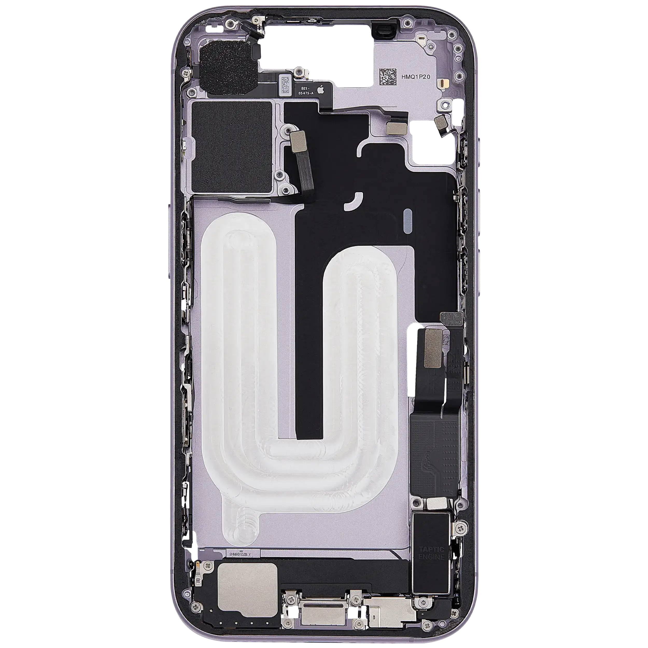 Midframe/Rahmen mit Ladebuchse Flex & Small Parts für iPhone 17 (EU / Global Version) (gebrauchter OEM-Ausbau, Qualität A) (Lavender)
