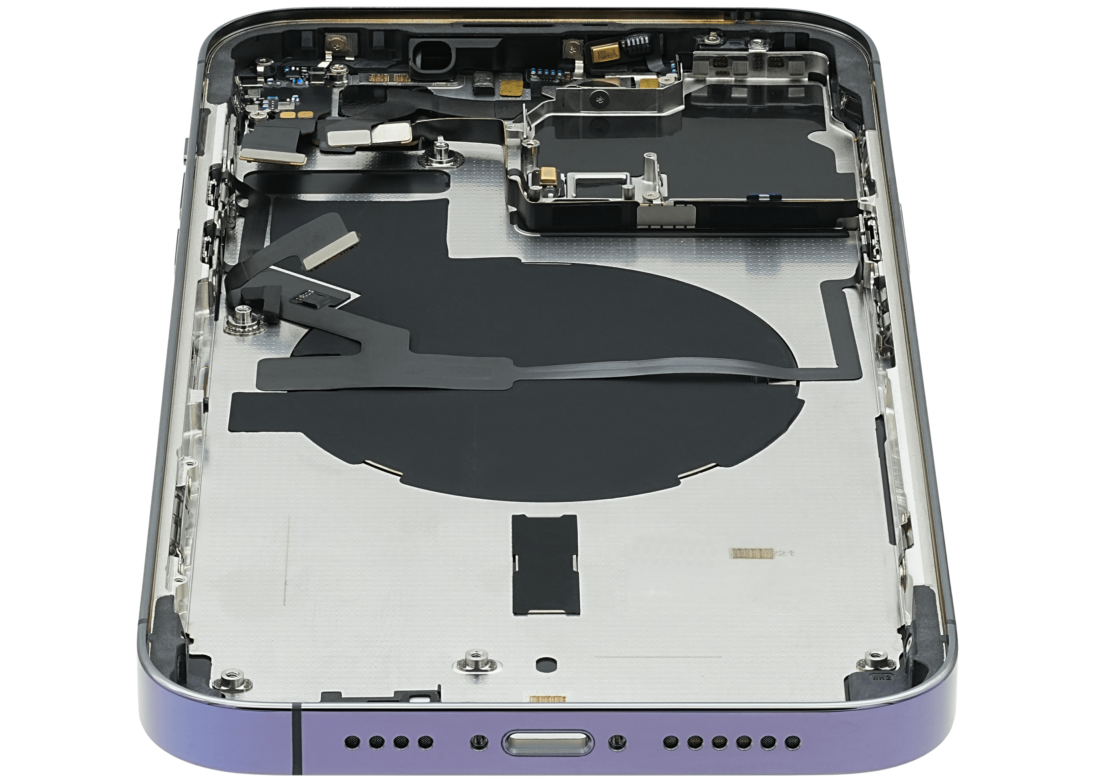 Backcover/Rahmen mit Small Parts für iPhone 14 Pro Max (EU / Global Version) (gebrauchter OEM-Ausbau, Qualität A) (Deep Purple)