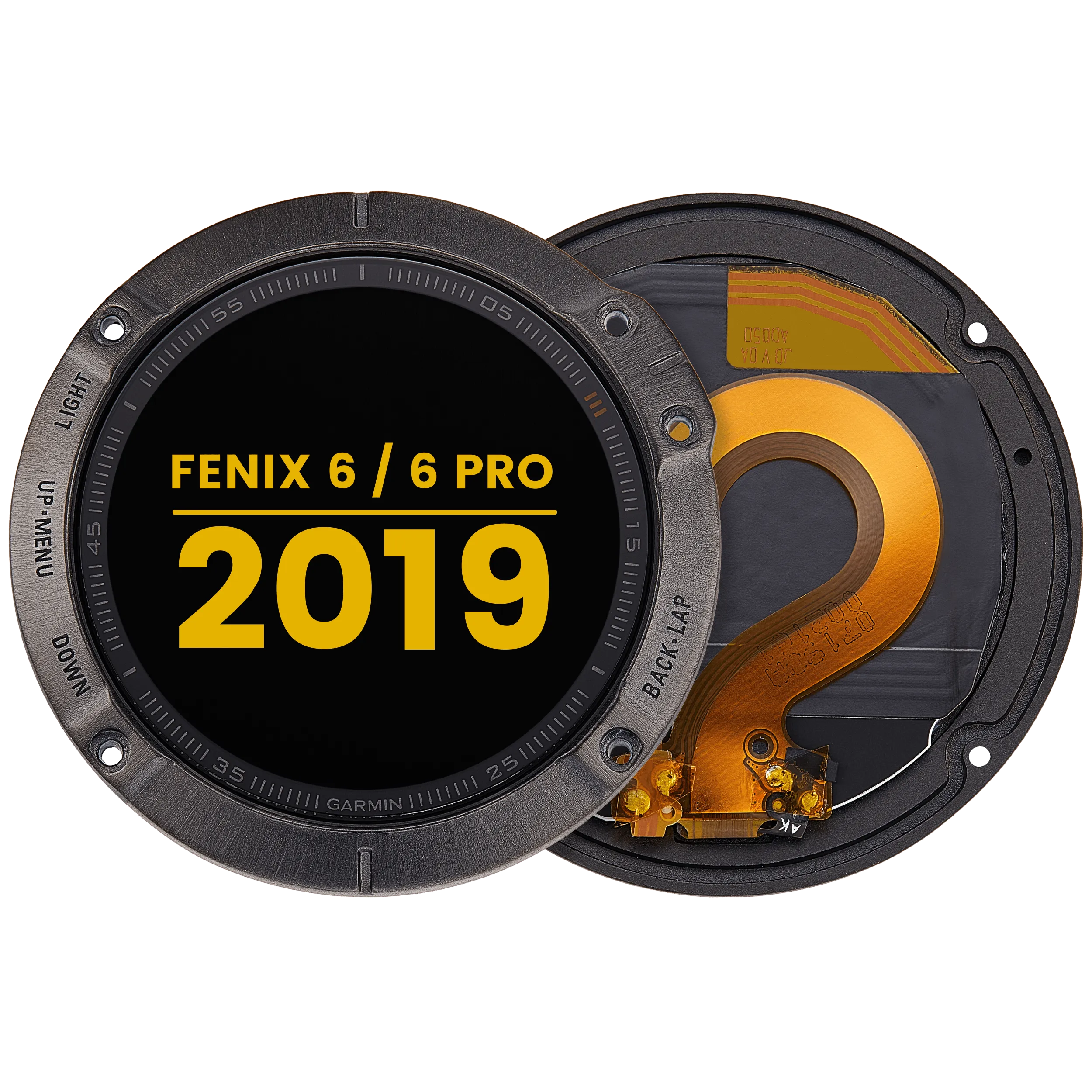 LCD-Display mit Rahmen für Garmin Fenix 6 / 6 Pro (2019) (Premium) (Schwarz)