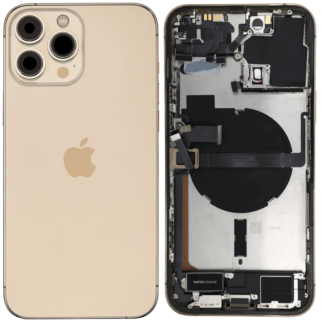 Backcover/Rahmen mit Ladebuchse Flex & Small Parts für iPhone 13 Pro Max (US-Version) (gebrauchter OEM-Ausbau, Qualität A) (Gold)