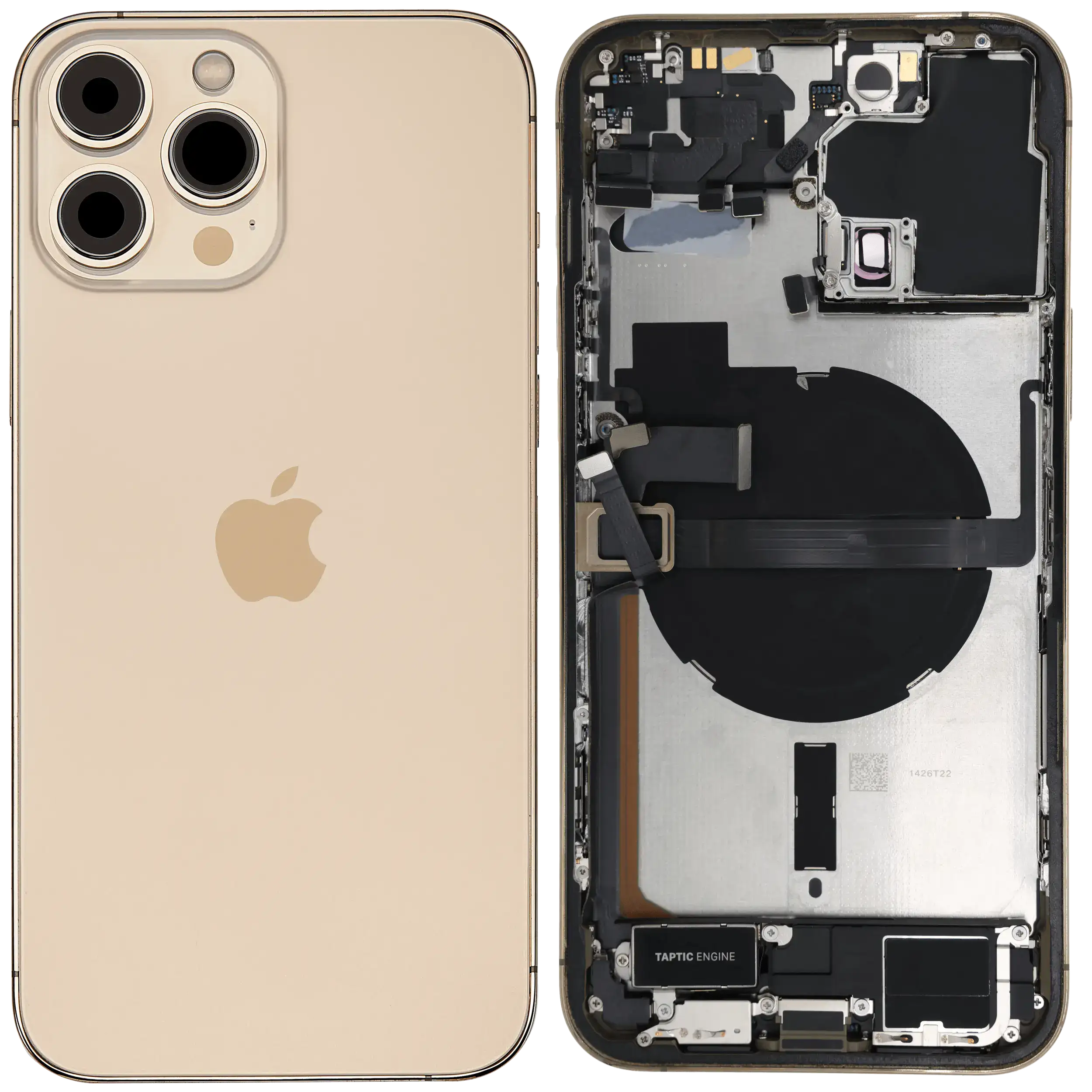 Backcover/Rahmen mit Ladebuchse Flex & Small Parts für iPhone 13 Pro Max (US-Version) (gebrauchter OEM-Ausbau, Qualität A) (Gold)