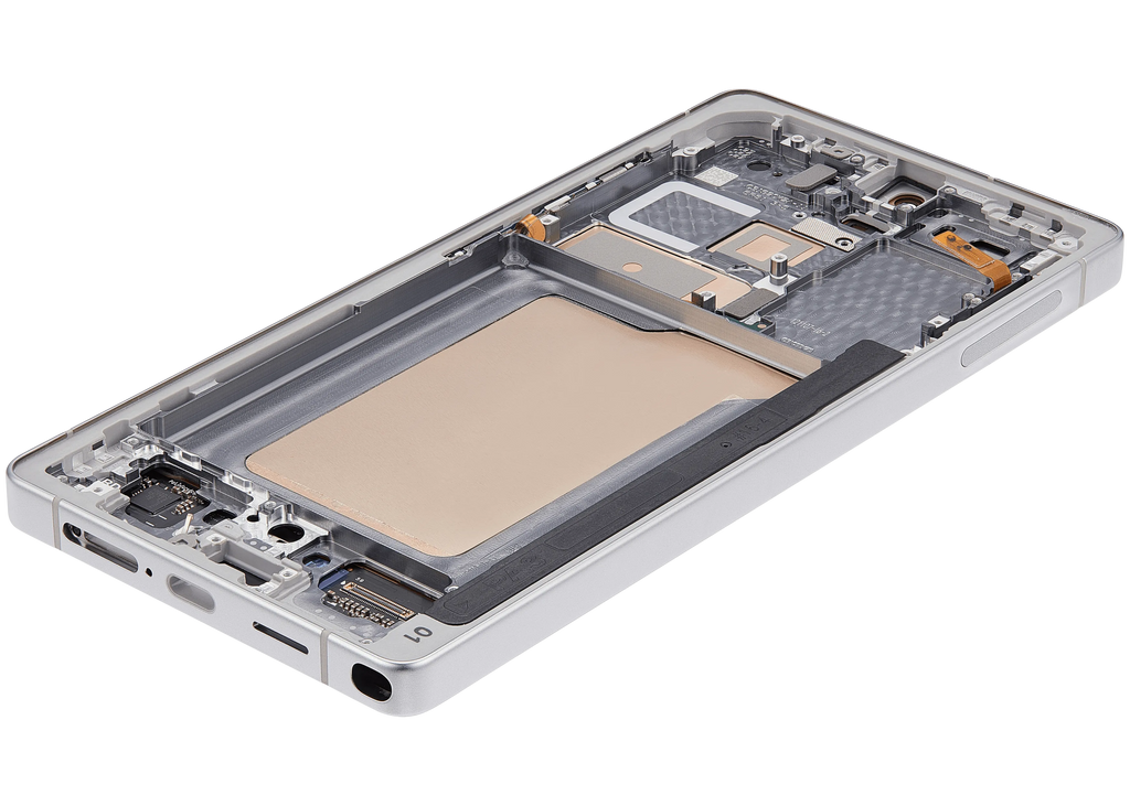 OLED-Display mit Rahmen für Samsung Galaxy S25 Ultra 5G (US & International) (Aftermarket Pro) (120Hz) (Titanium Weiß Silber)