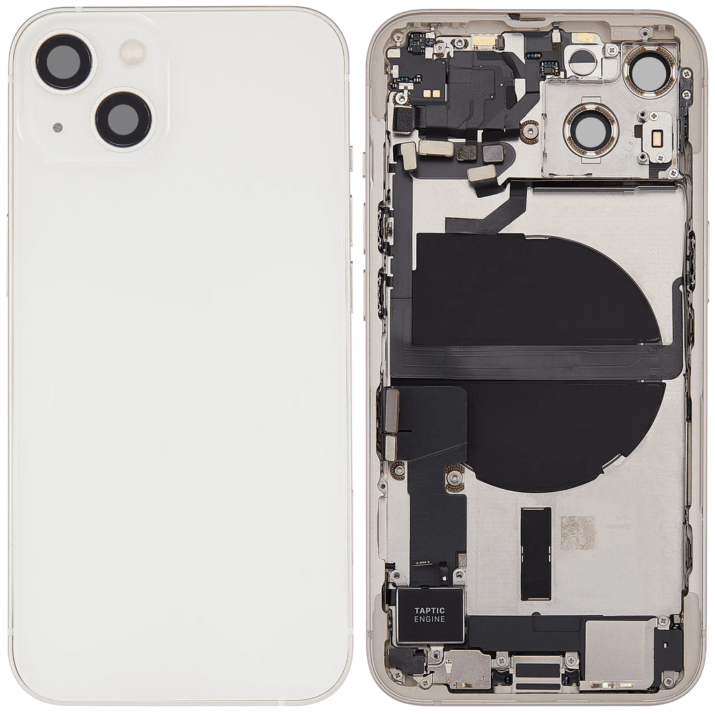 Backcover/Rahmen mit Ladebuchse Flex & Small Parts für iPhone 13 (US-Version) (gebrauchter OEM-Ausbau, Qualität C) (Starlight)